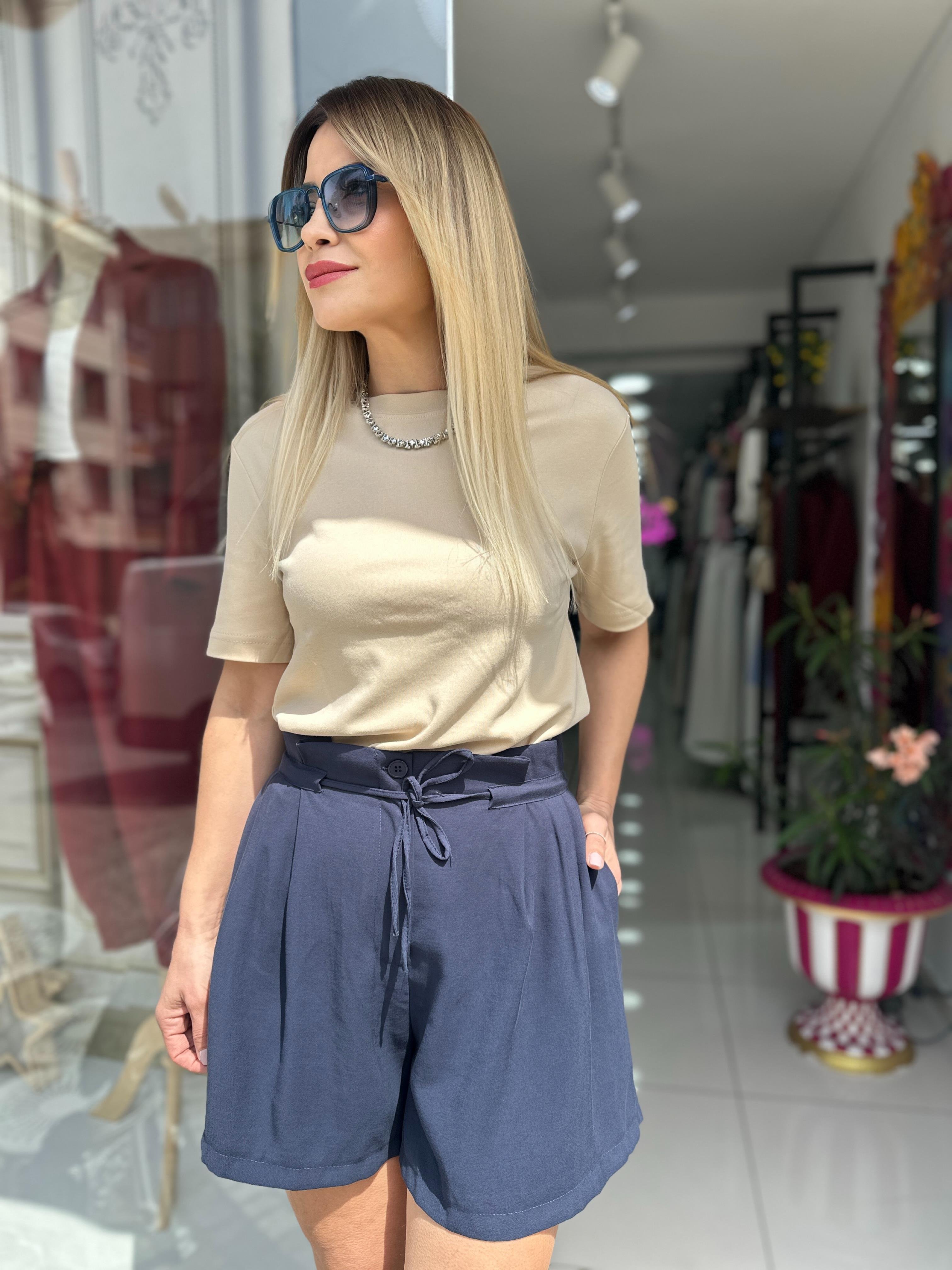 Orj Lacivert Bağcıklı Tensel Şort 