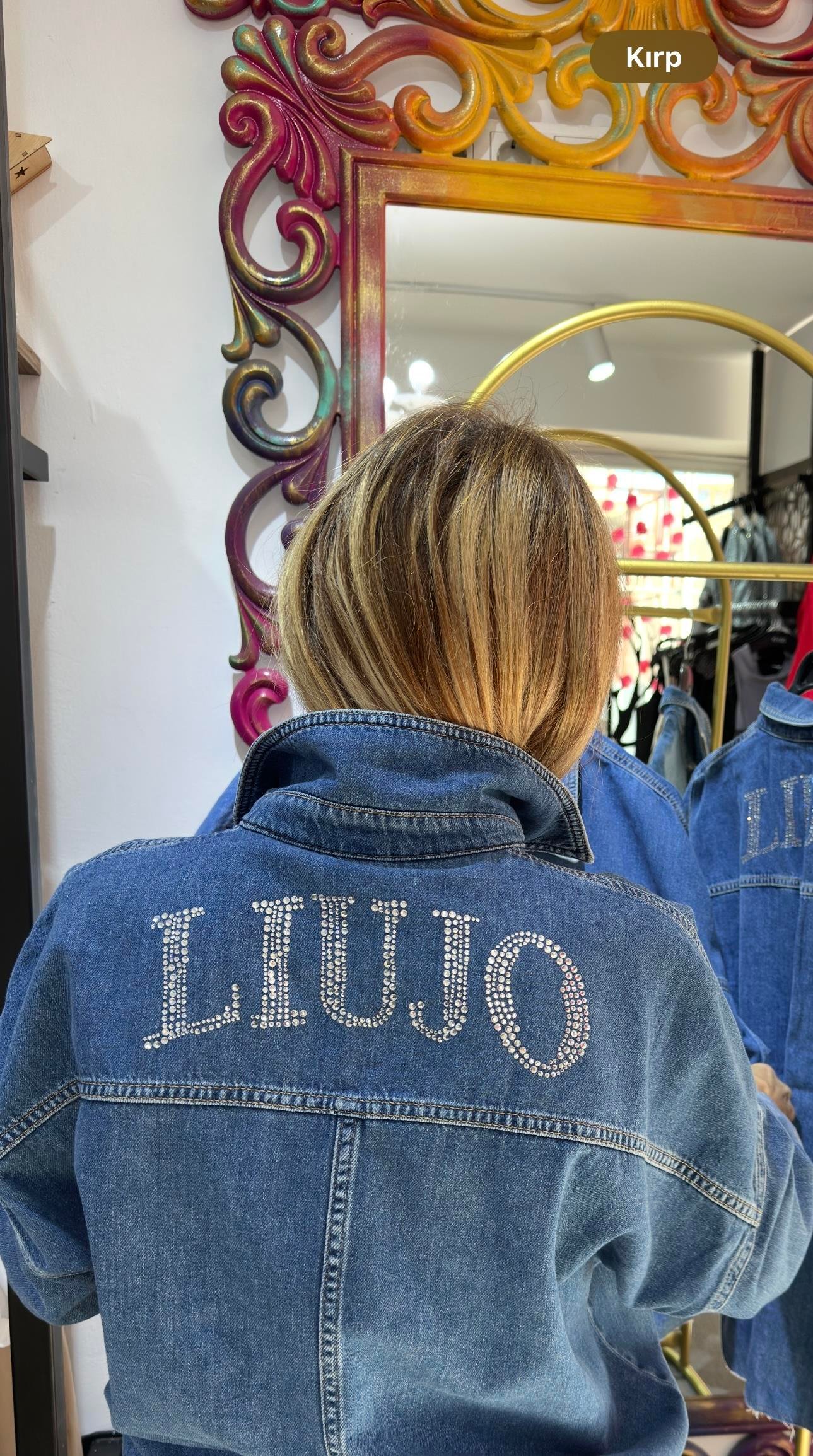 ORJ Marka Sıvama Taşlı Denim Gömlek 