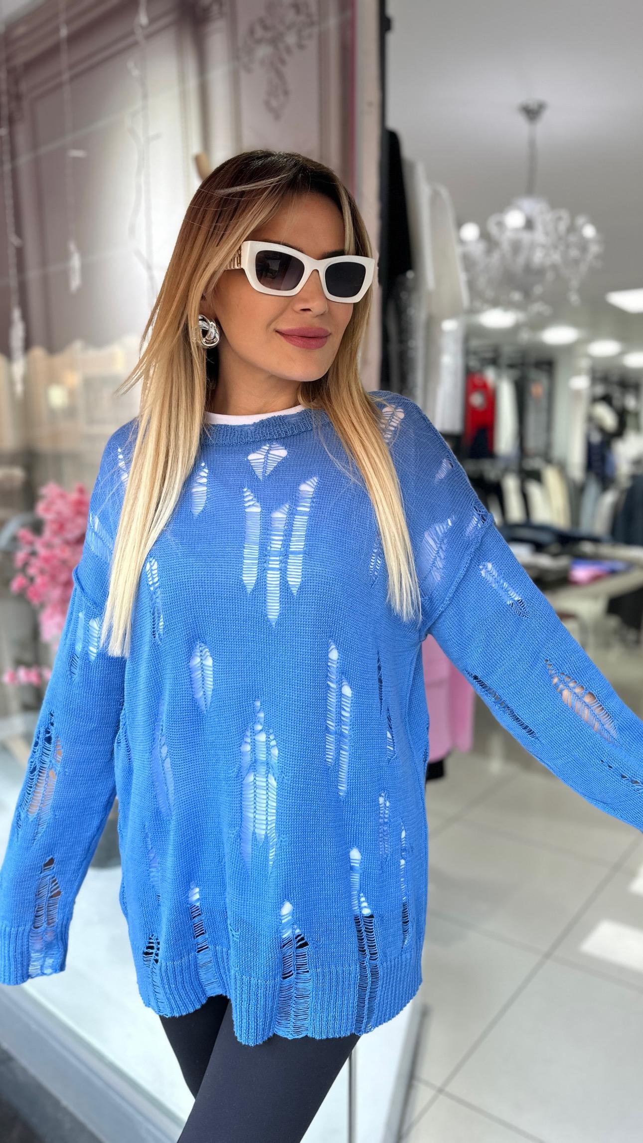 ORJ Mavi Ajurlu Triko