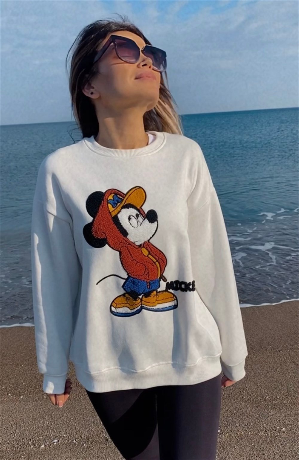 ORJ Mickey Nakış Ekru Sweat