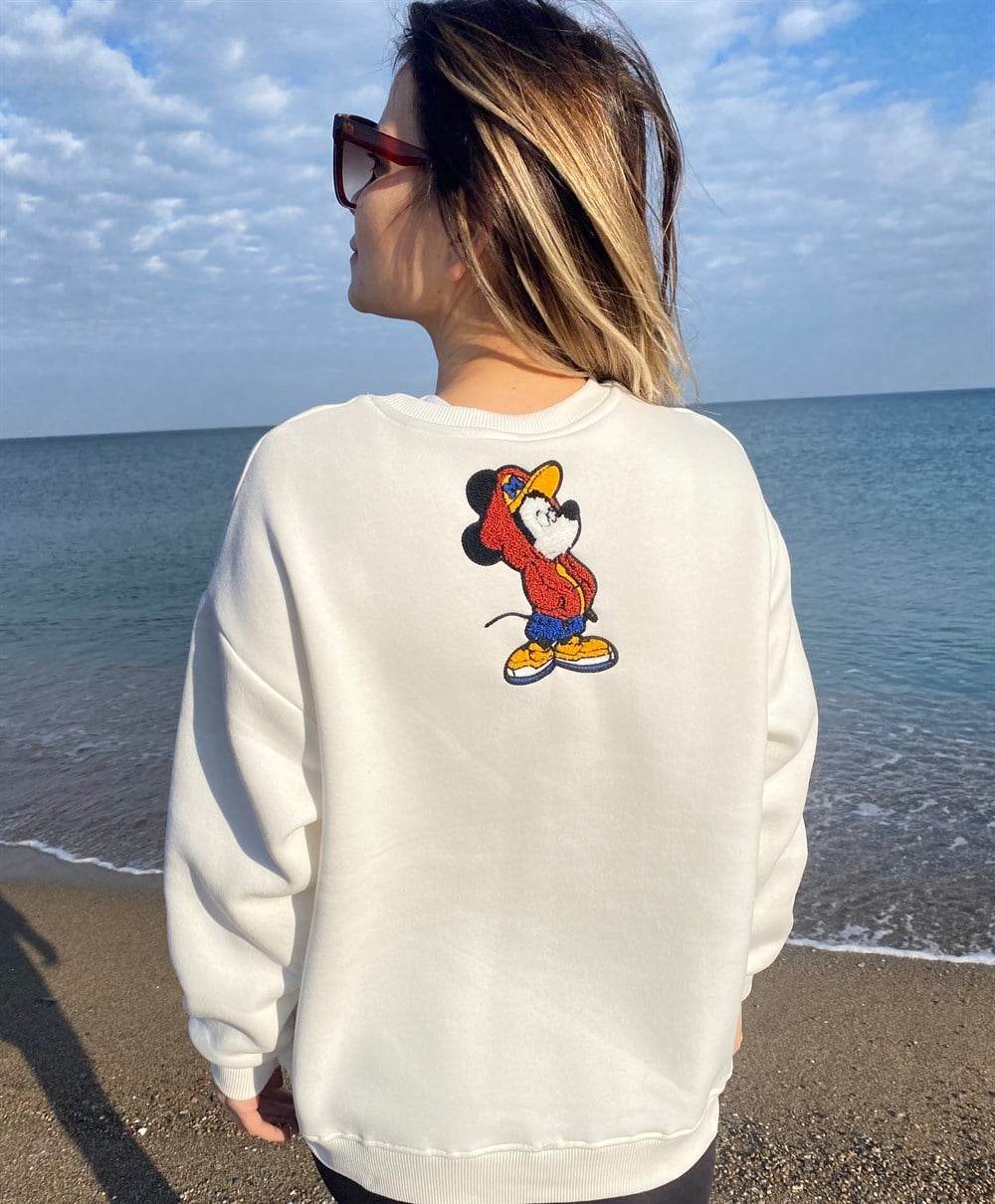 ORJ Mickey Nakış Ekru Sweat