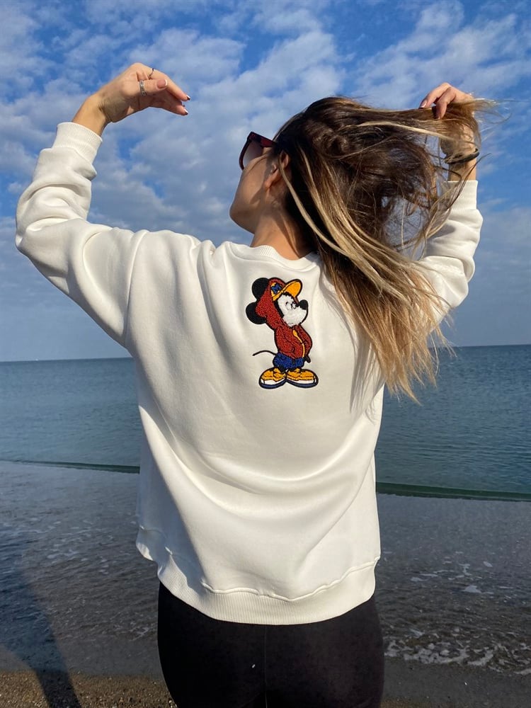 ORJ Mickey Nakış Ekru Sweat