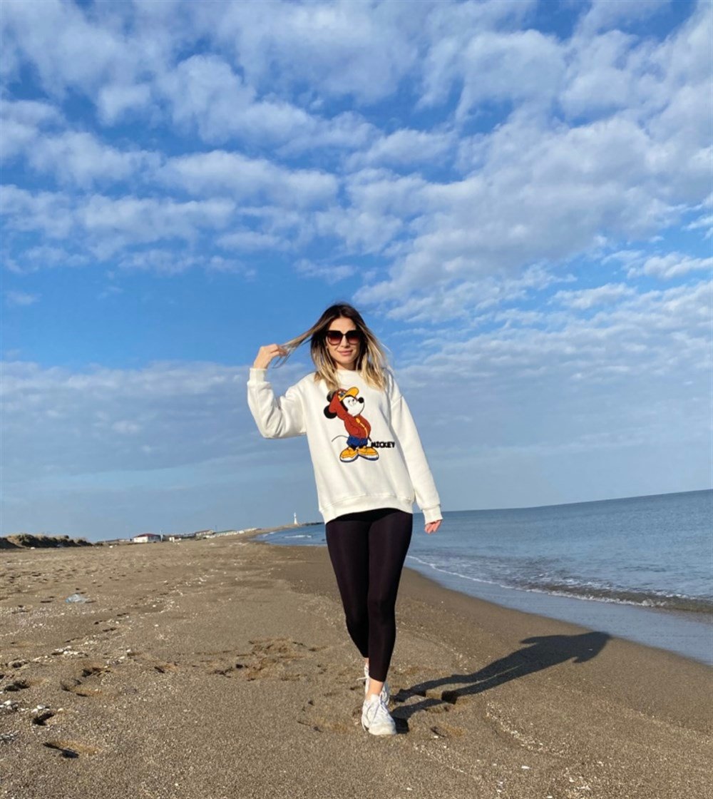 ORJ Mickey Nakış Ekru Sweat
