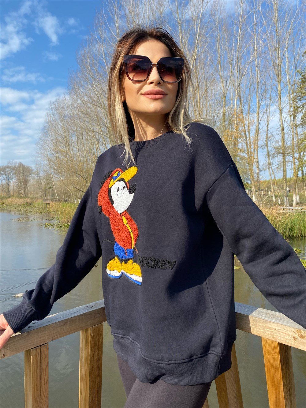 ORJ Mickey Nakış Siyah Sweat