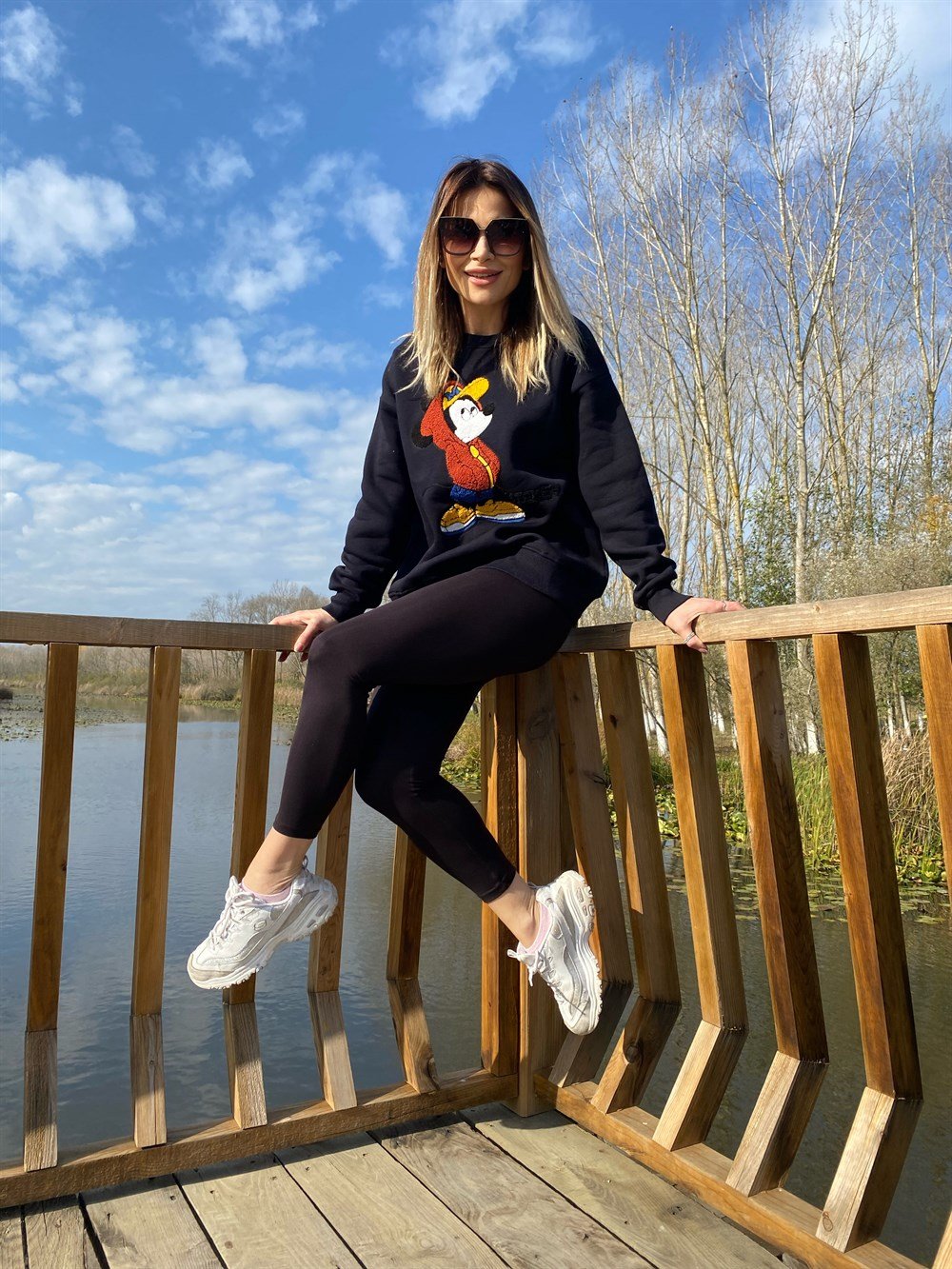 ORJ Mickey Nakış Siyah Sweat