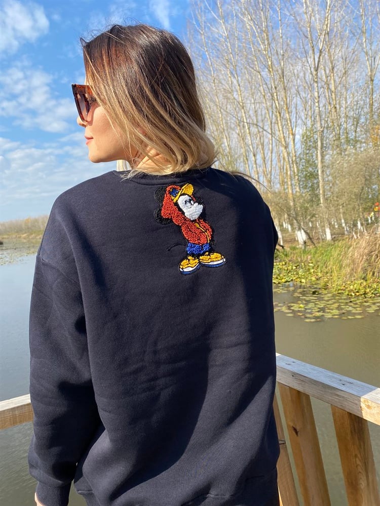ORJ Mickey Nakış Siyah Sweat