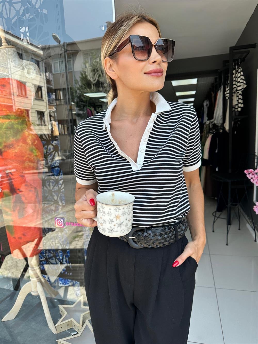 ORJ MS Siyah Çizgili Polo Yaka Tshirt