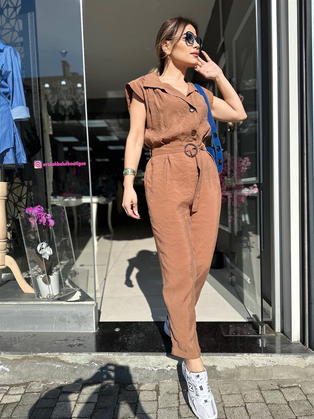 ORJ ZR Kahve Tensel Kumaş Tulum 