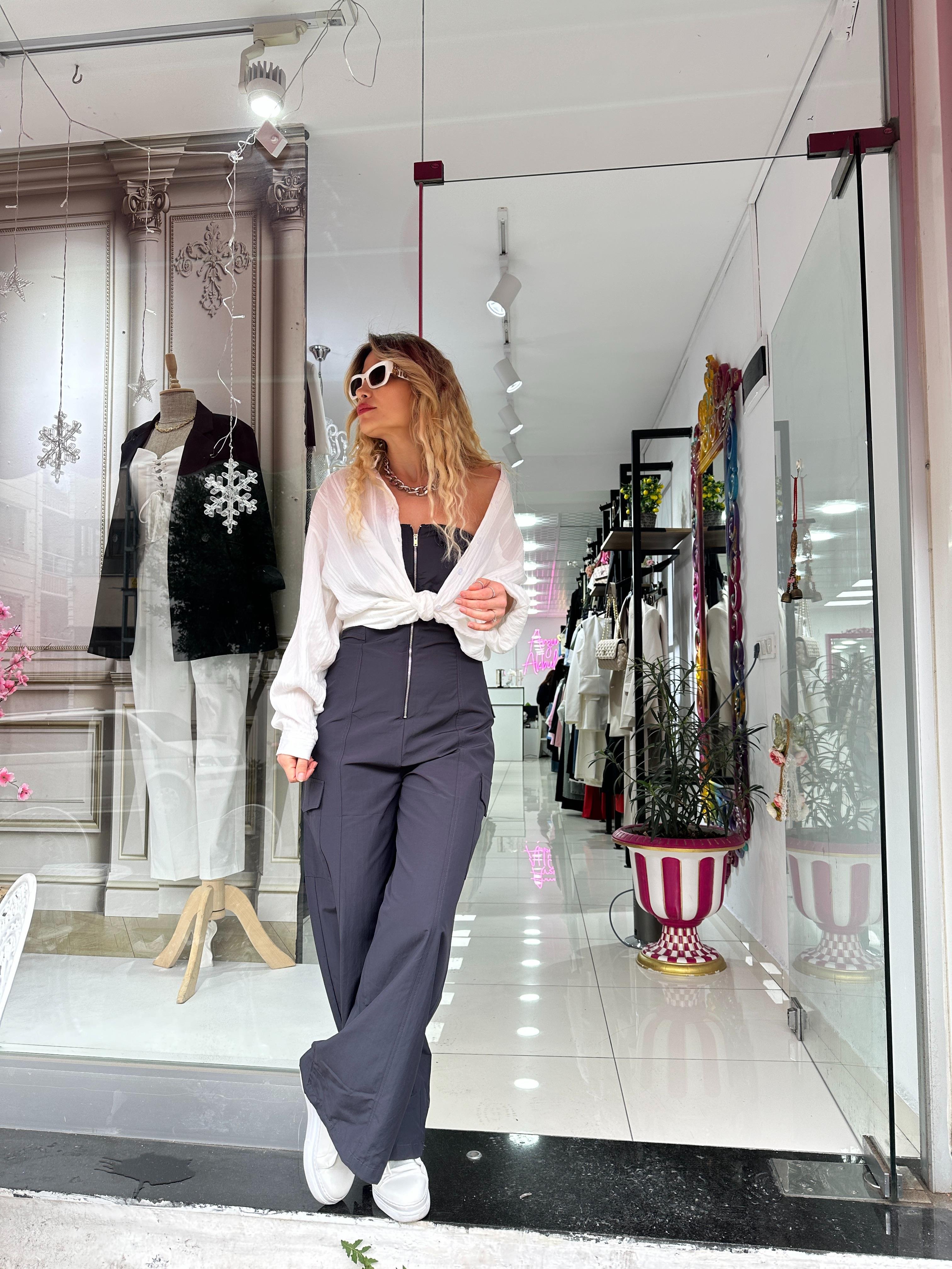 Paraşüt Kumaş Straplez Tulum 