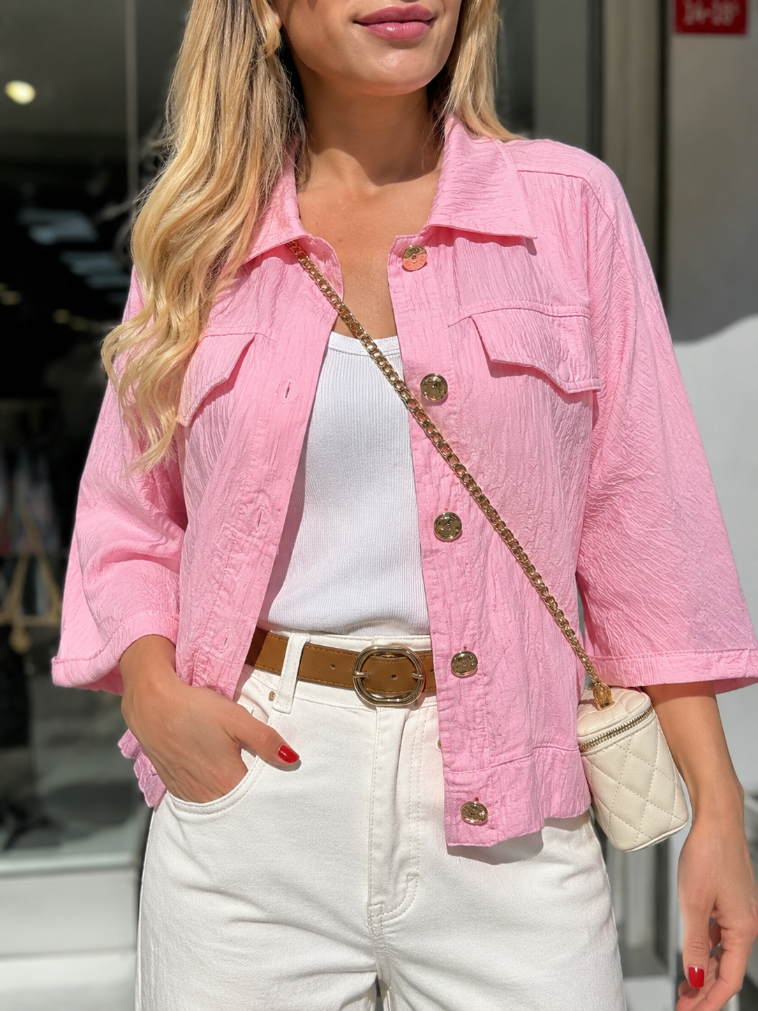 Pembe Gold Düğme Ceket