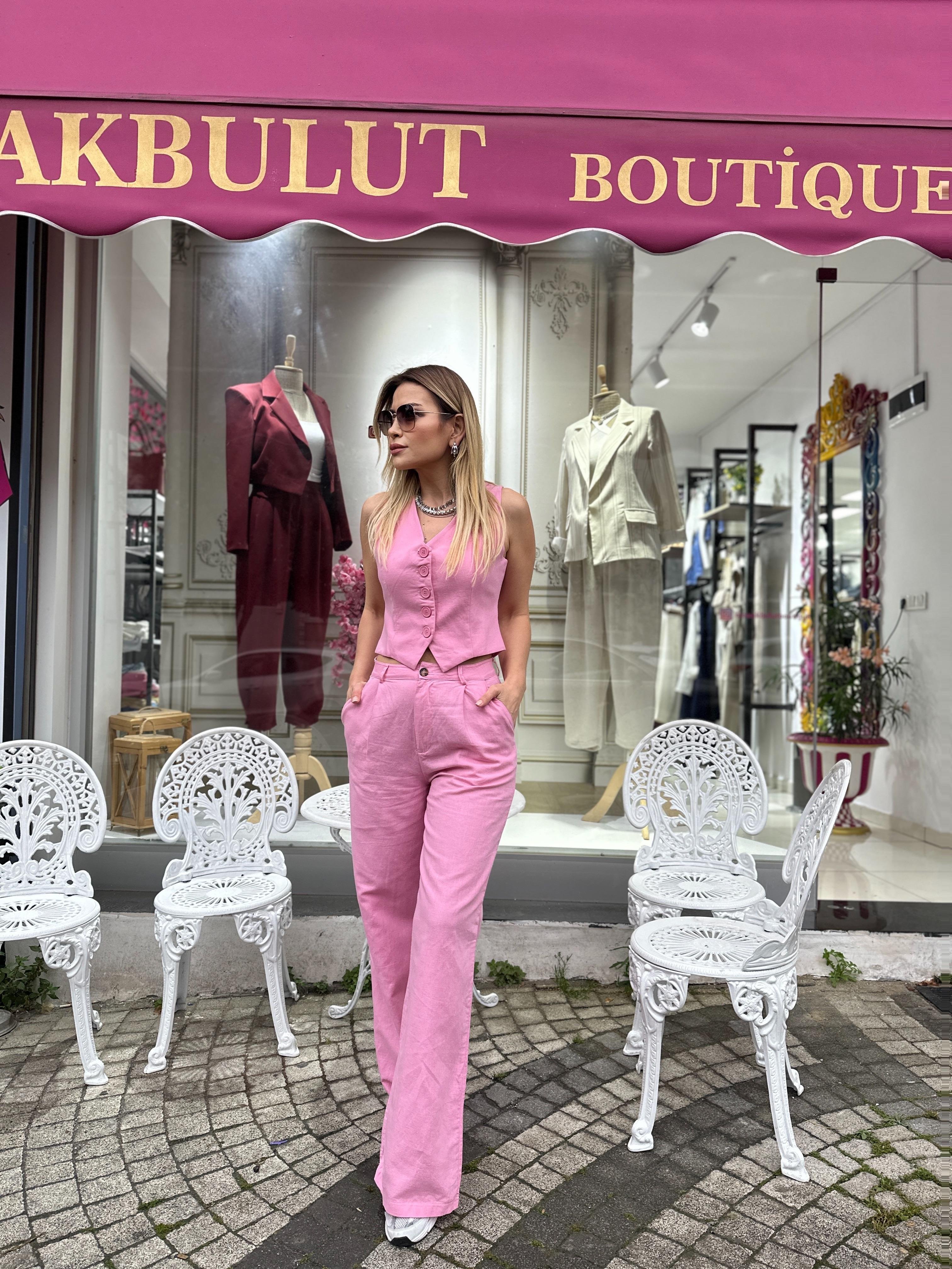 Pembe Keten Palazzo 