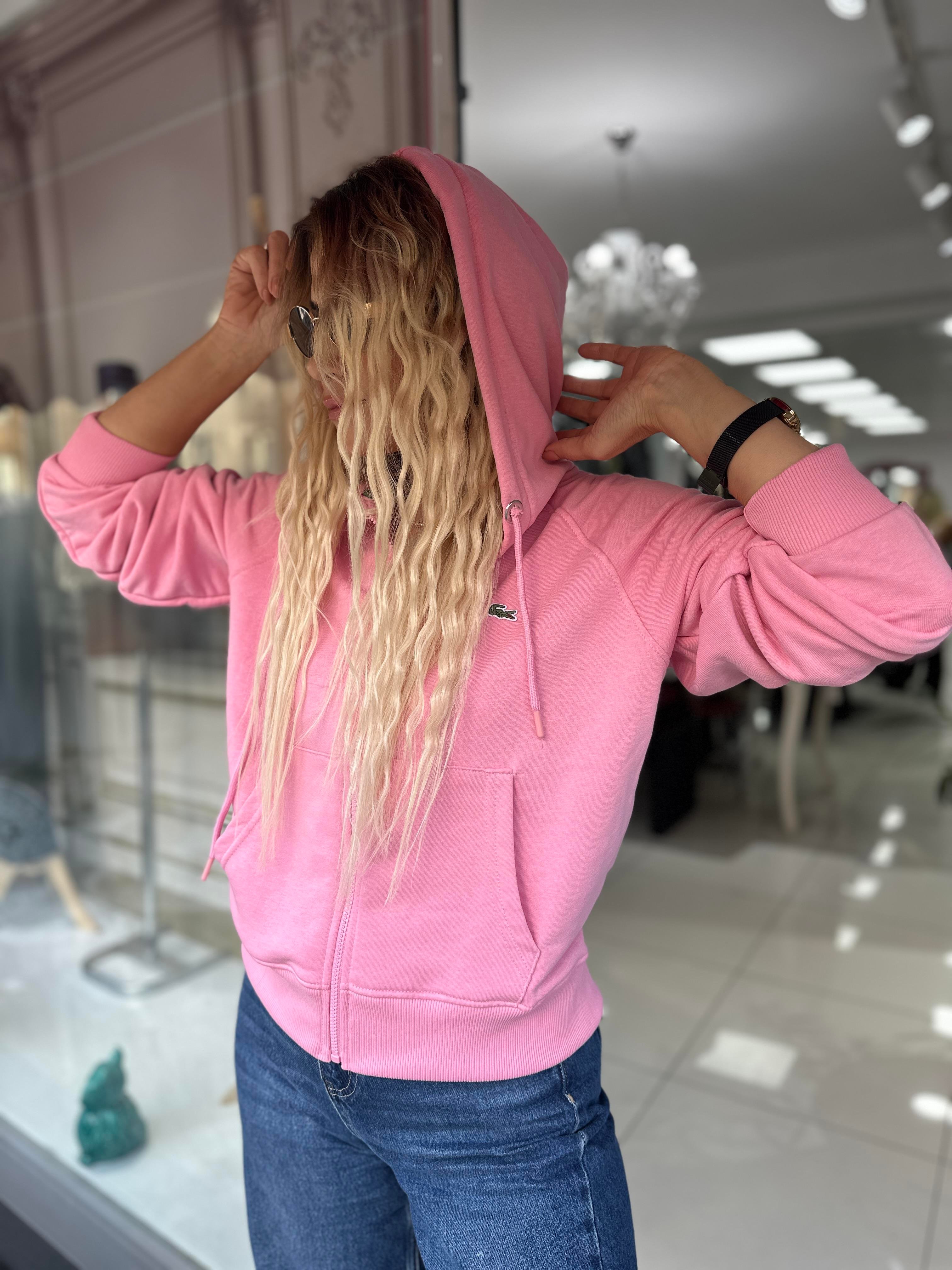 Pembe Nakışlı Üçiplik Şardonsuz Sweat 