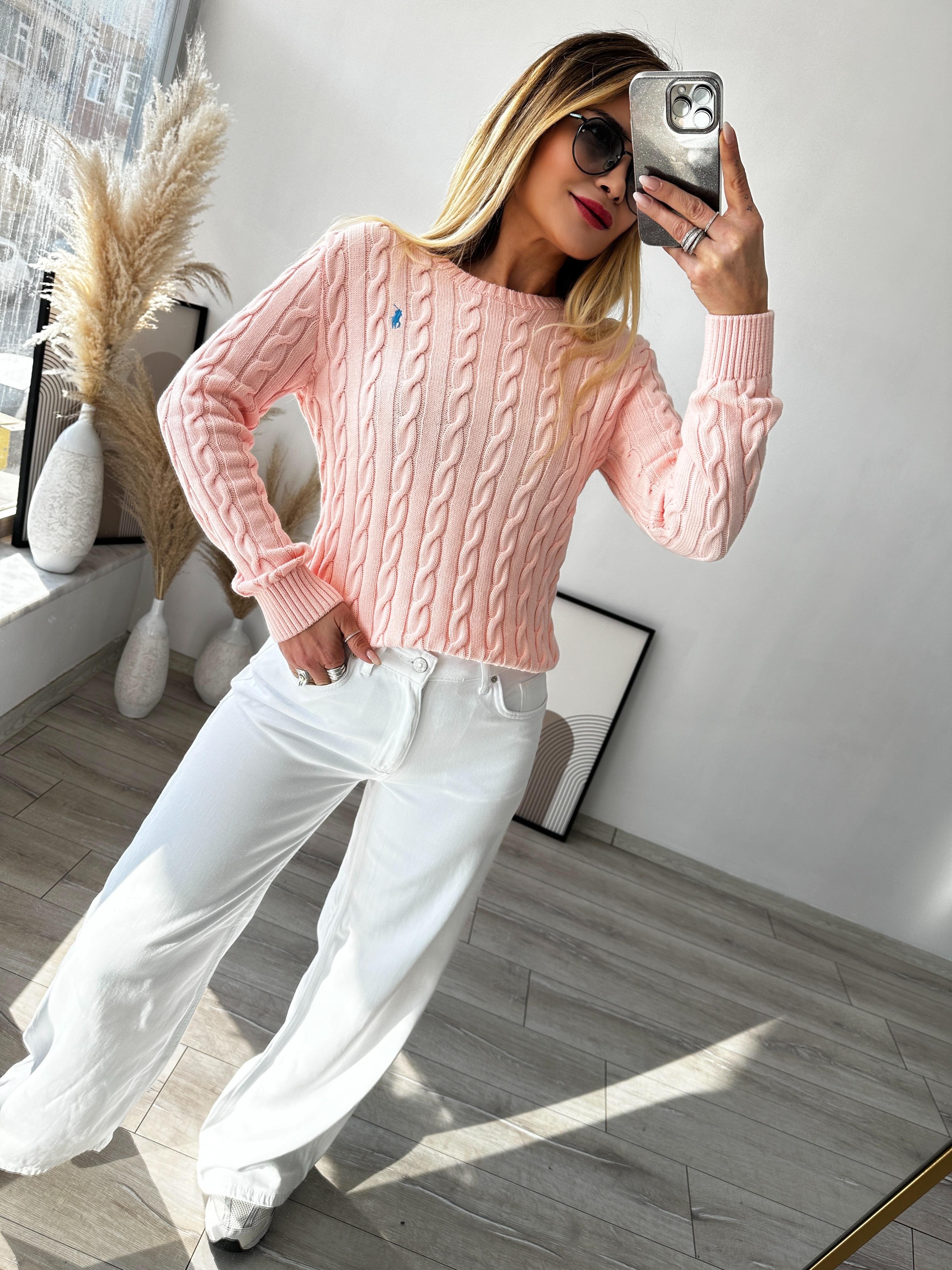 Pembe Örme Triko Kazak