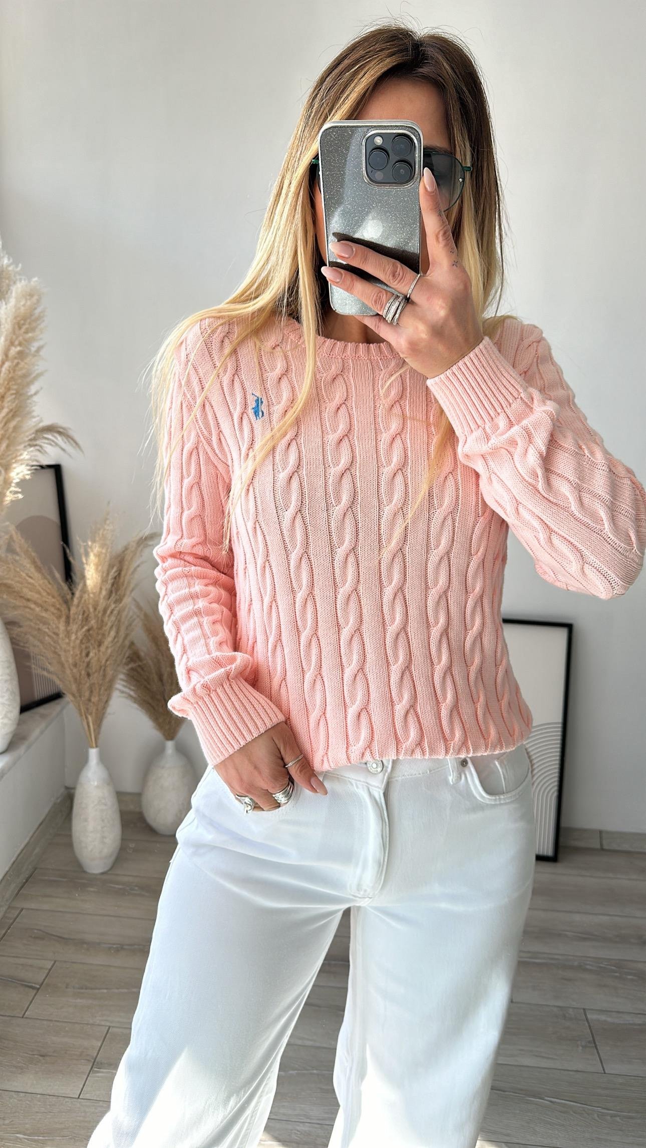 Pembe Örme Triko Kazak