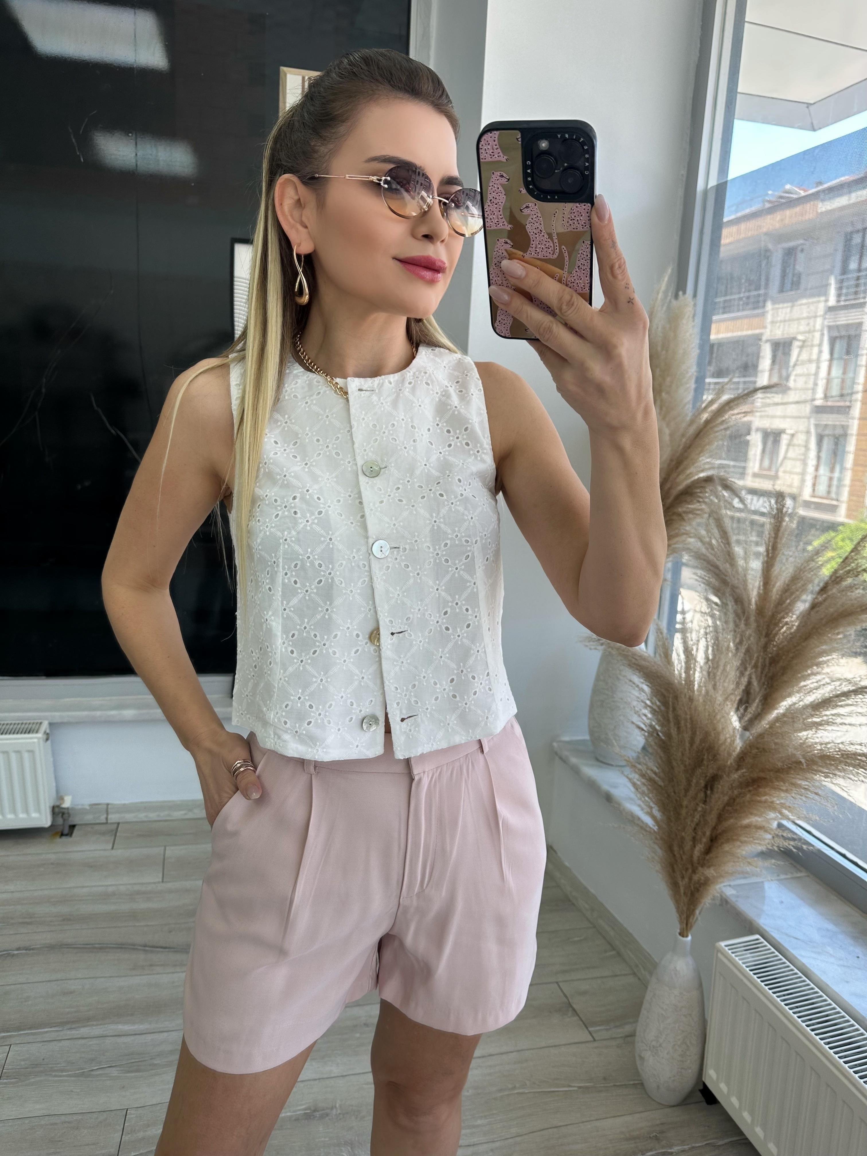 Pembe Tensel Kumaş Şort