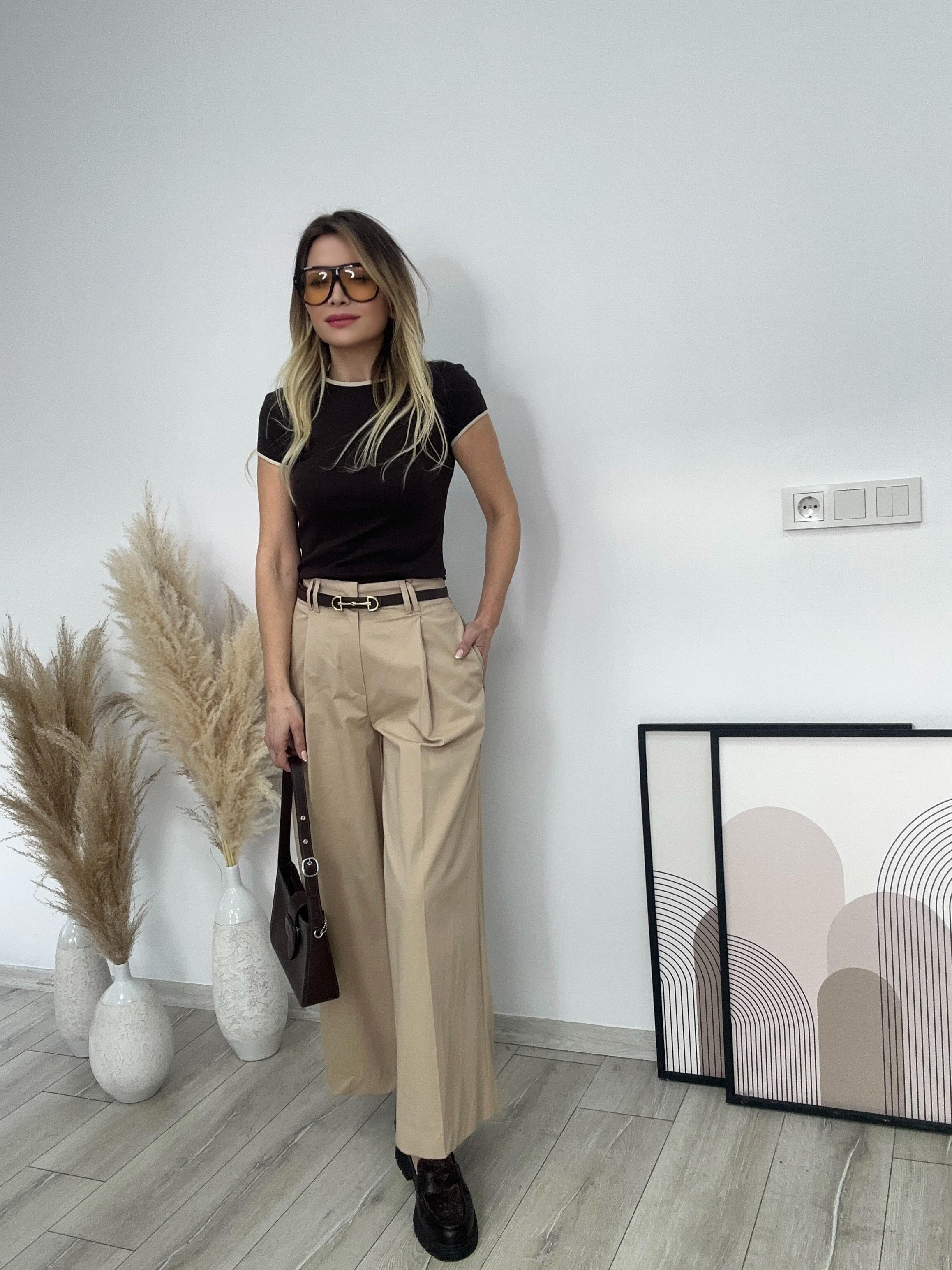 Pilili Geniş Paça Pantolon 