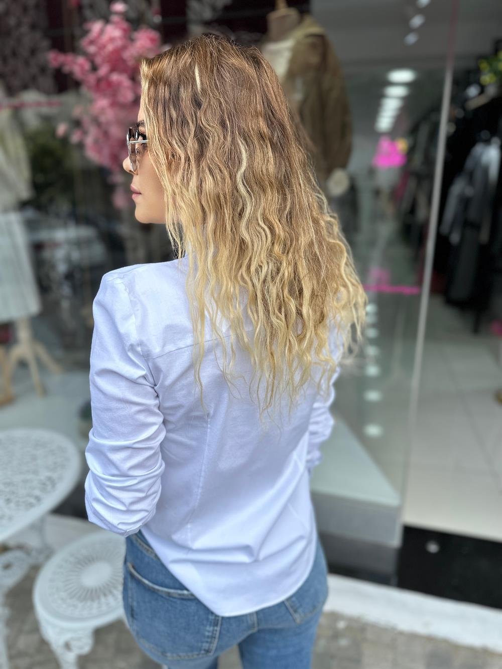 Poplin Kumaş Beyaz Gömlek 