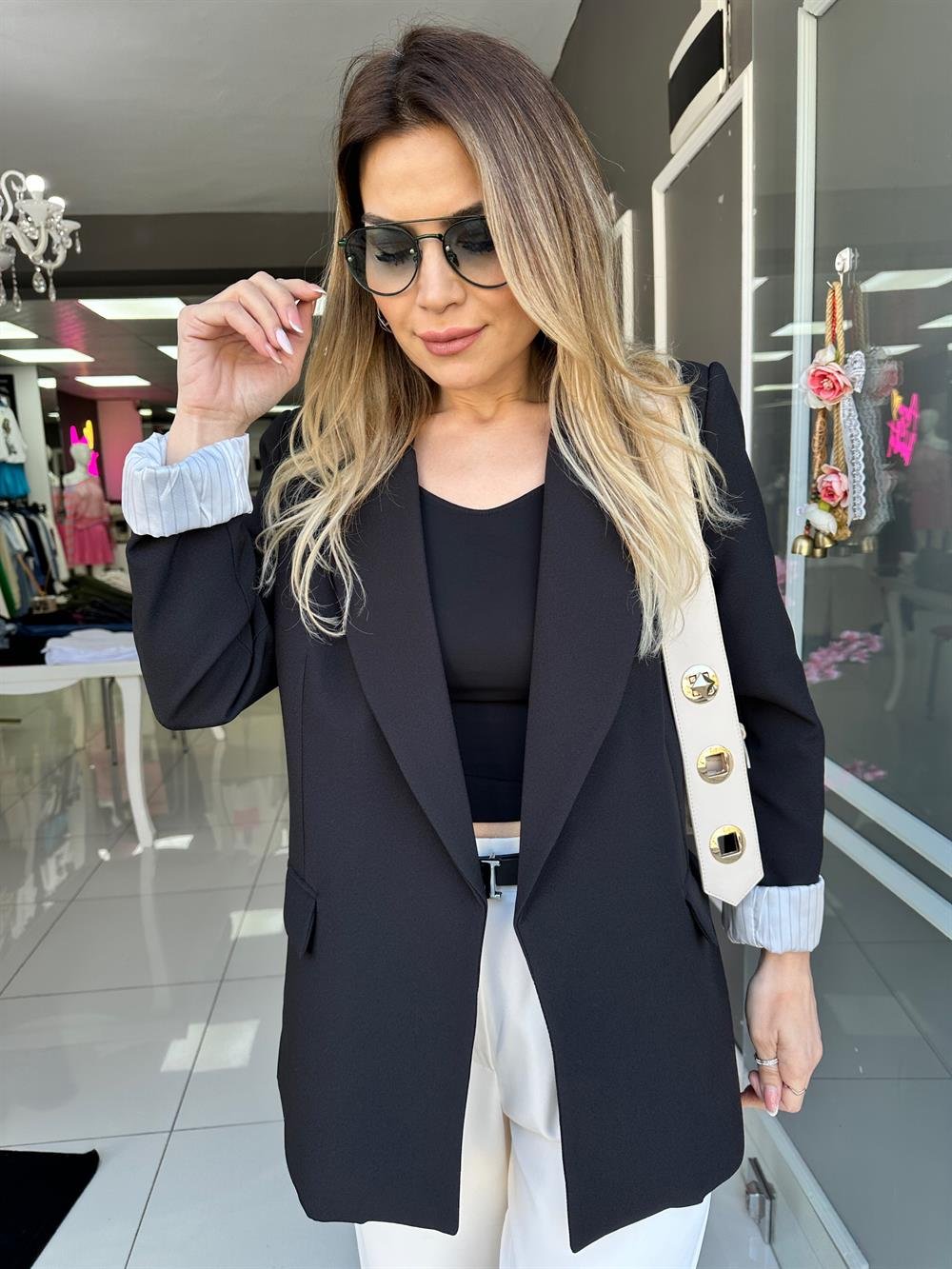 PRY Siyah Oversize Blazer Ceket