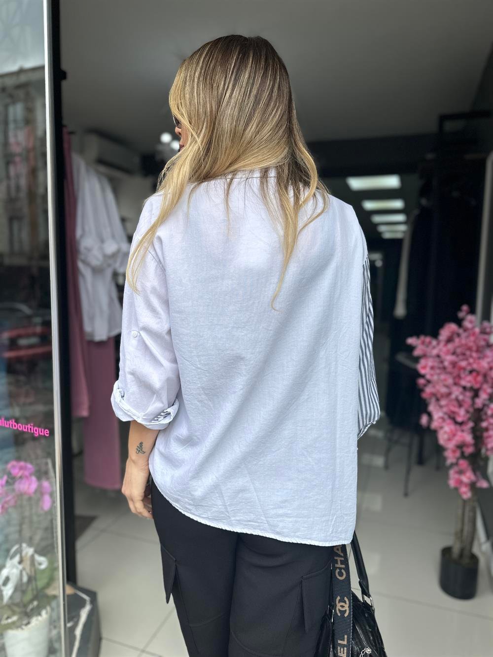 PT Pencere Detaylı Çizgili Gömlek 
