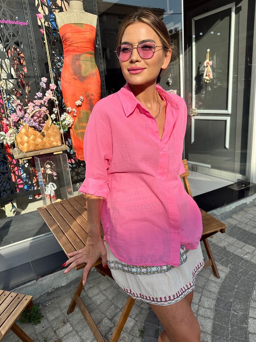 PTS Pembe Pamuklu Gömlek