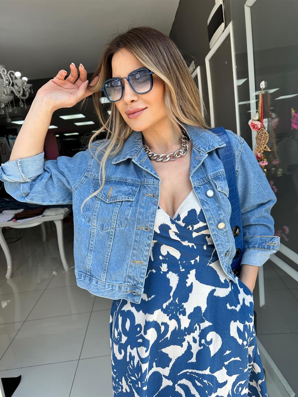 QZ Mavi Kısa Kot Ceket