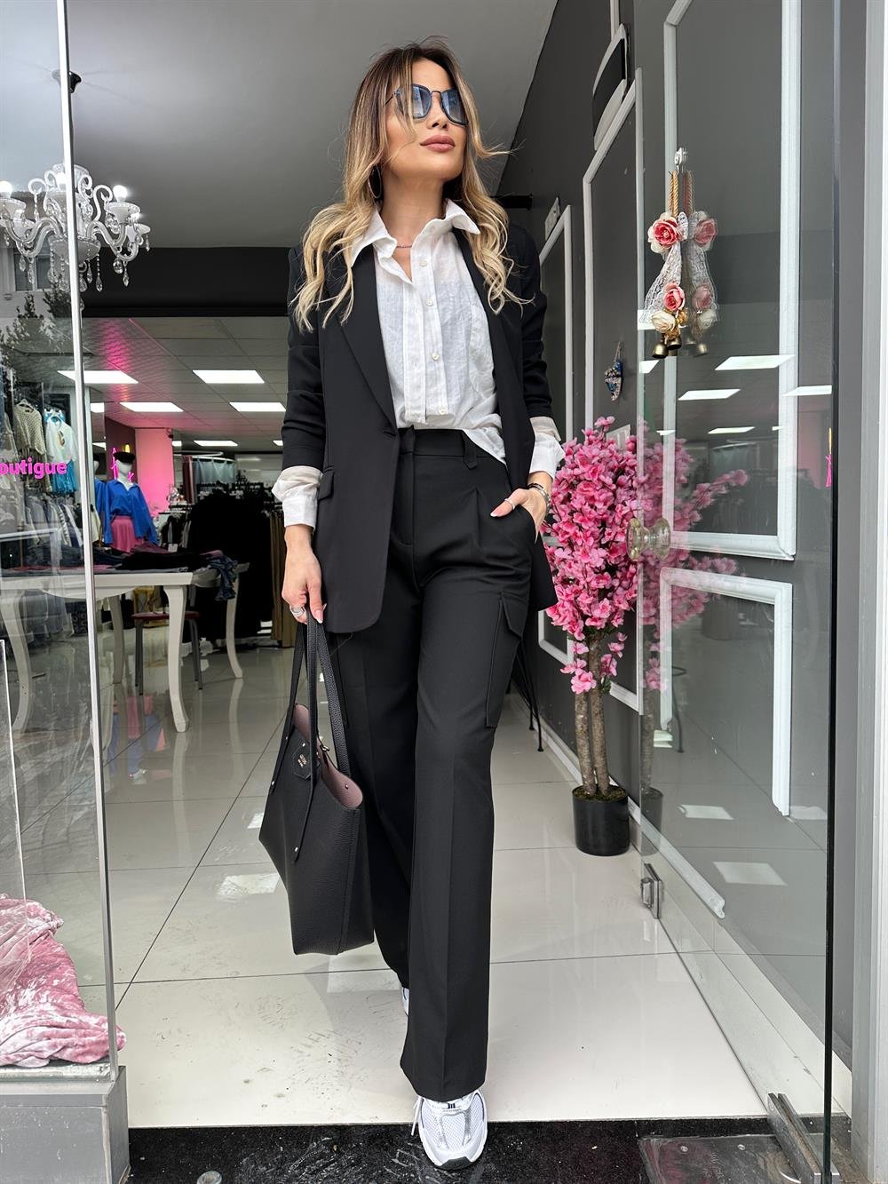 QZ Siyah Oversize Blazer Ceket 