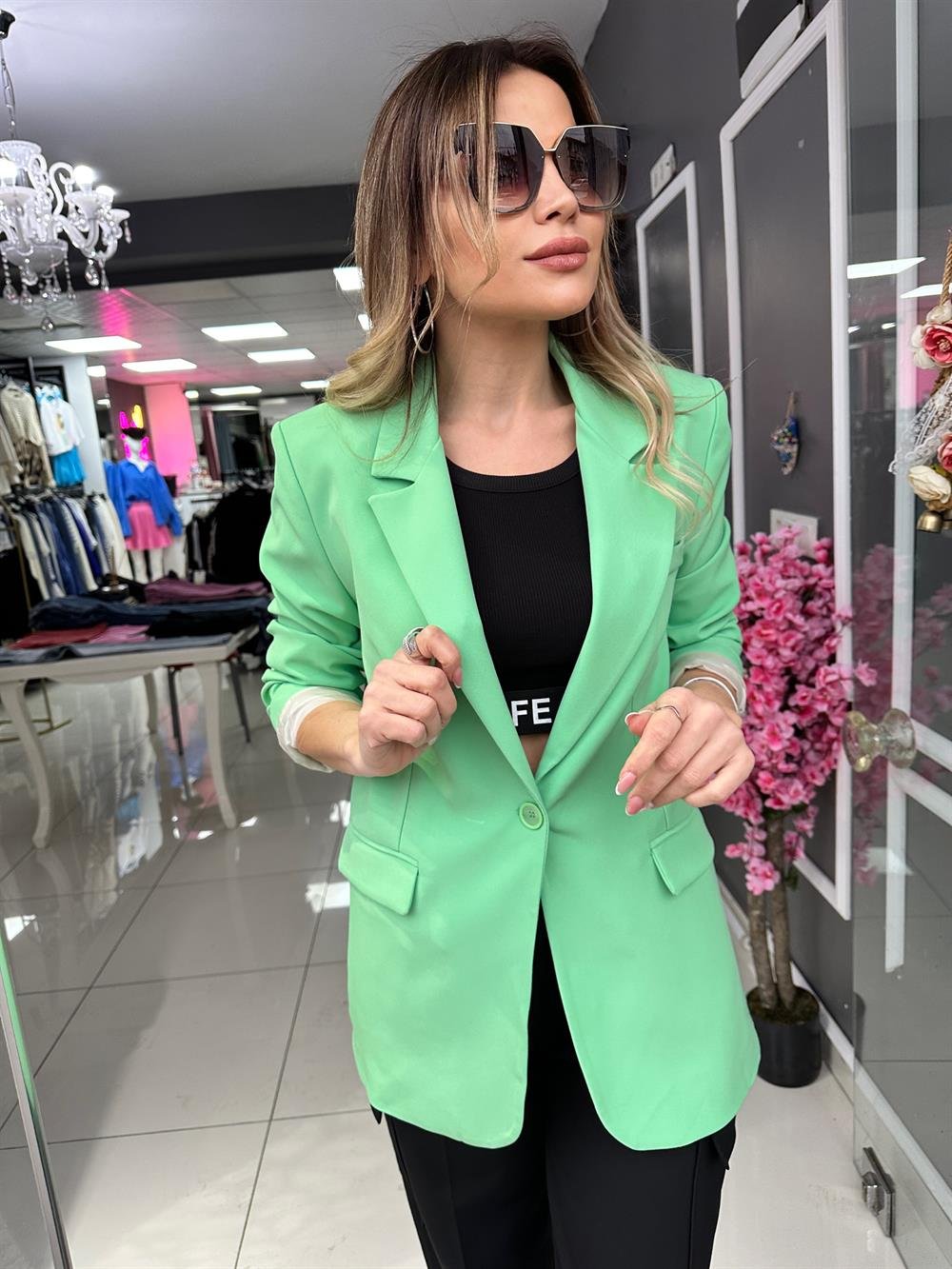 QZ Yeşil Oversize Blazer Ceket