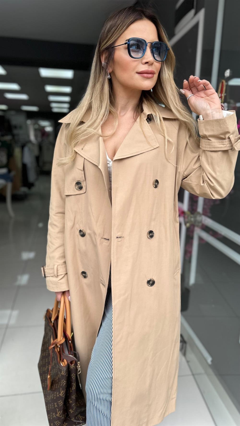 RB Açık Camel Astarlı Trençkot