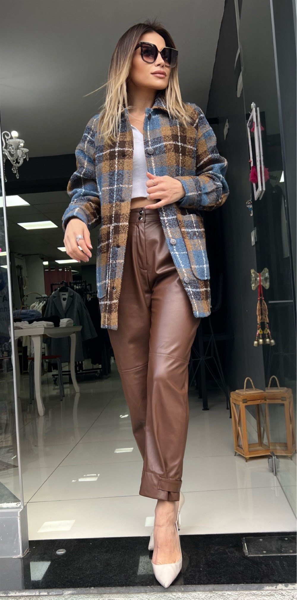 RB İndigo/Kahve Kaşe Kaban