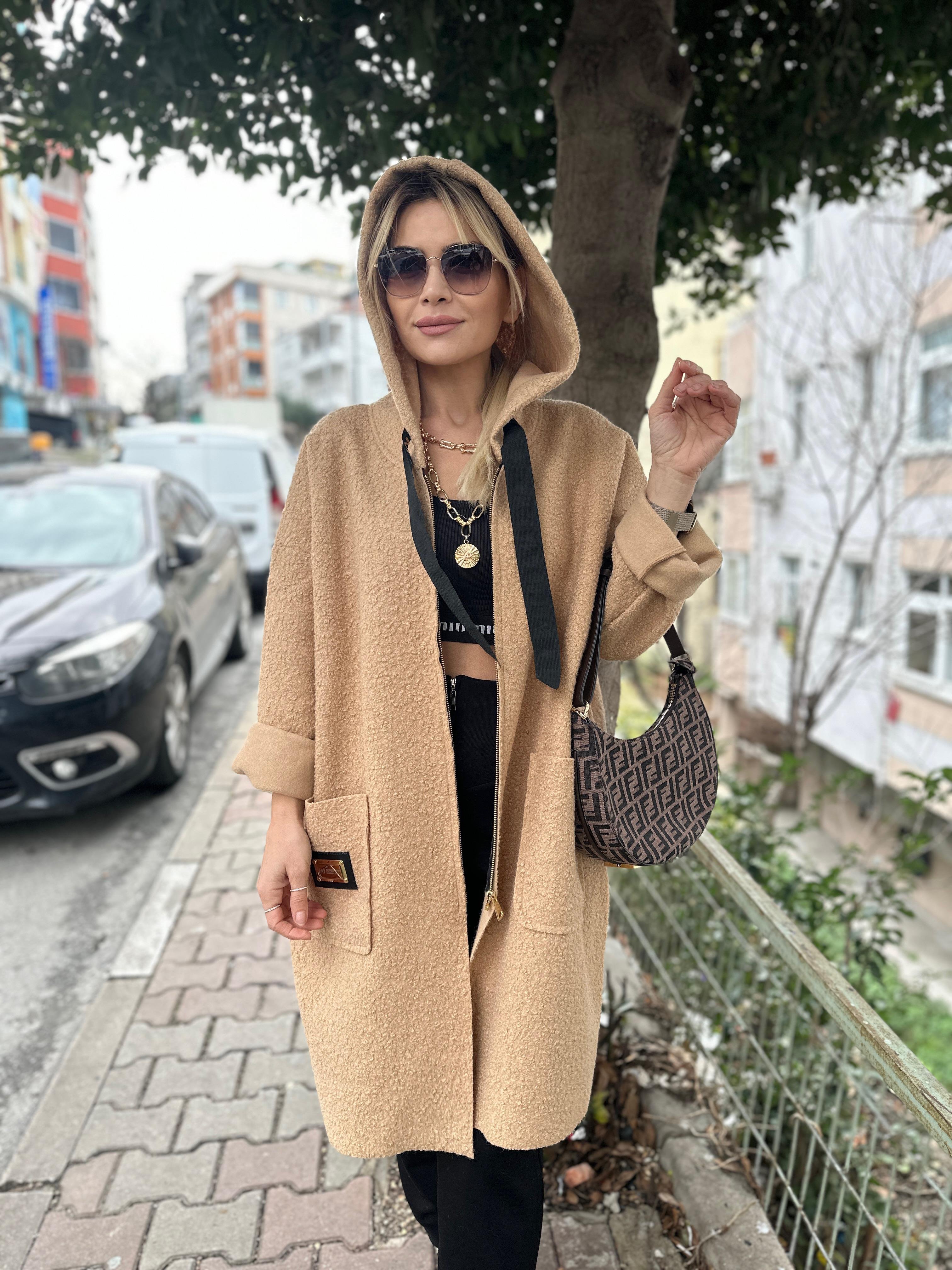 RB Kahve Buklet Uzun Trenç