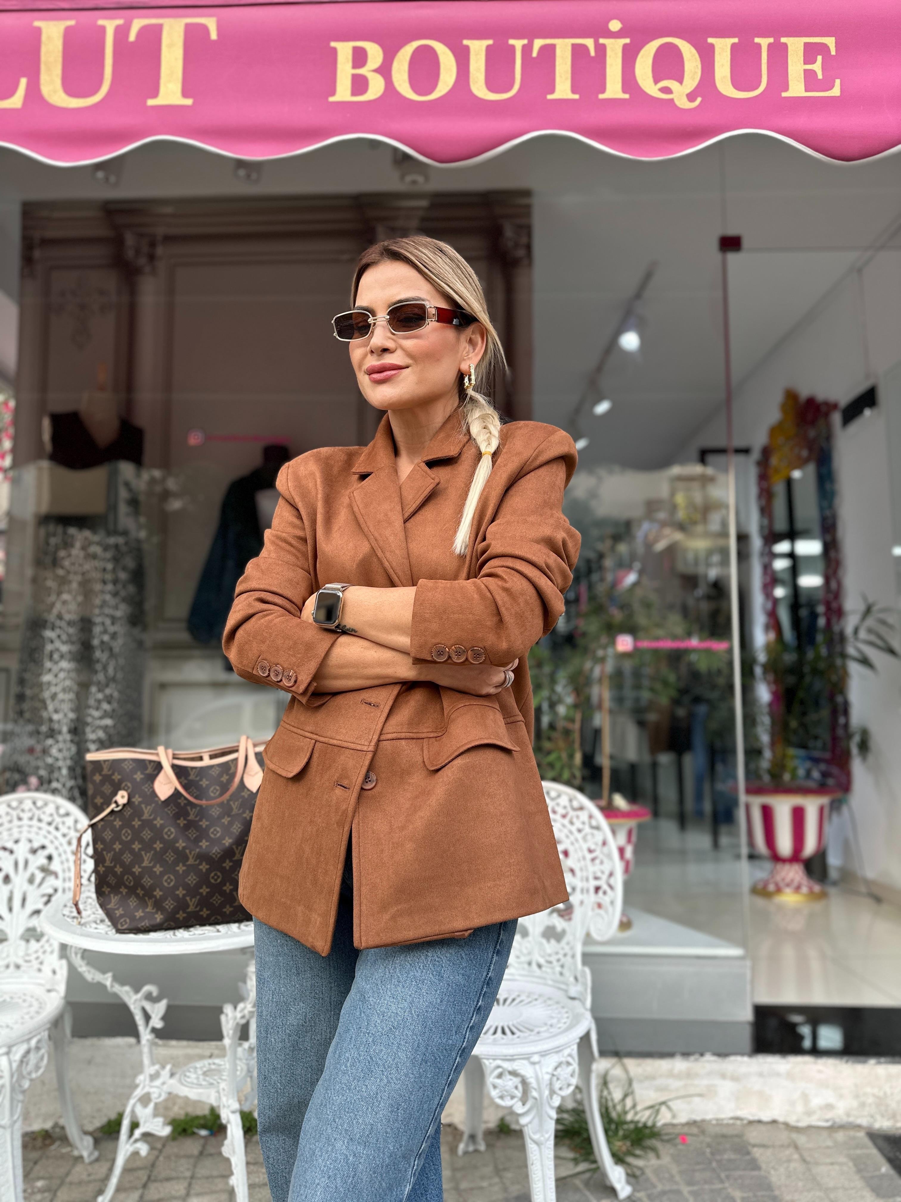 Scuba Süet Vatkalı Blazer Ceket 