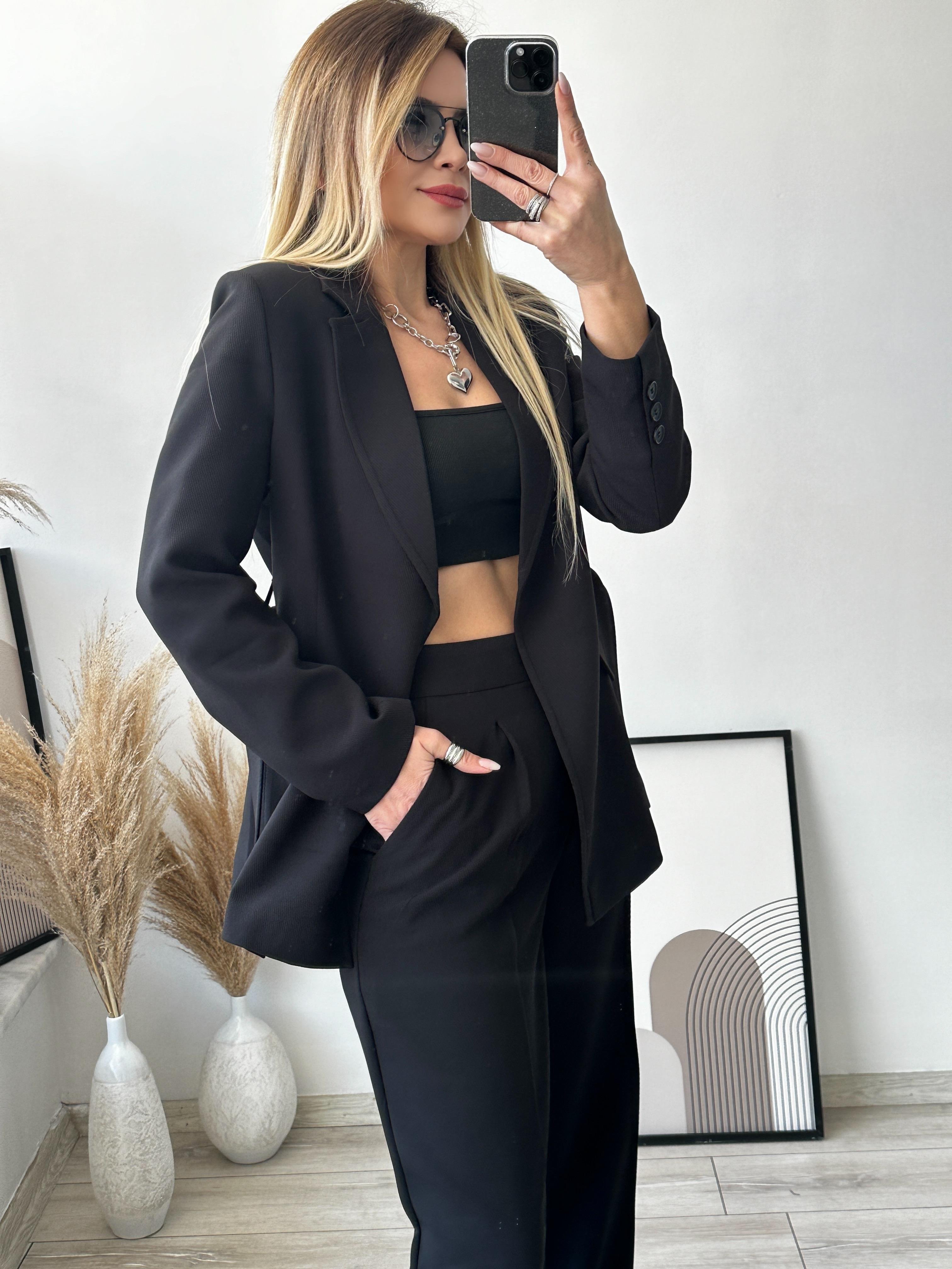 Siyah Blazer Ceket Pantolon Takım 