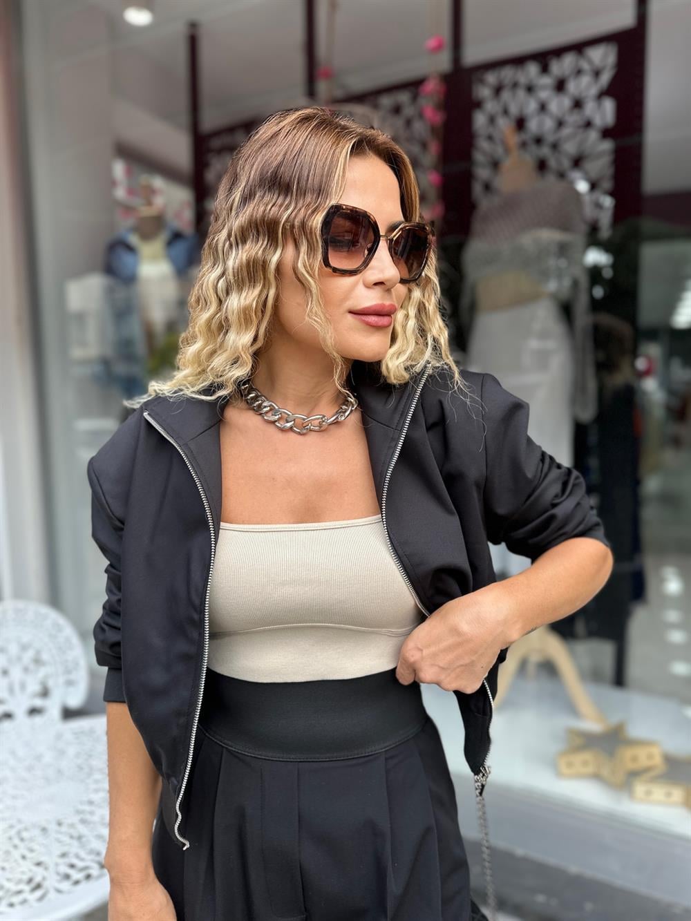 Siyah Bomber Ceket