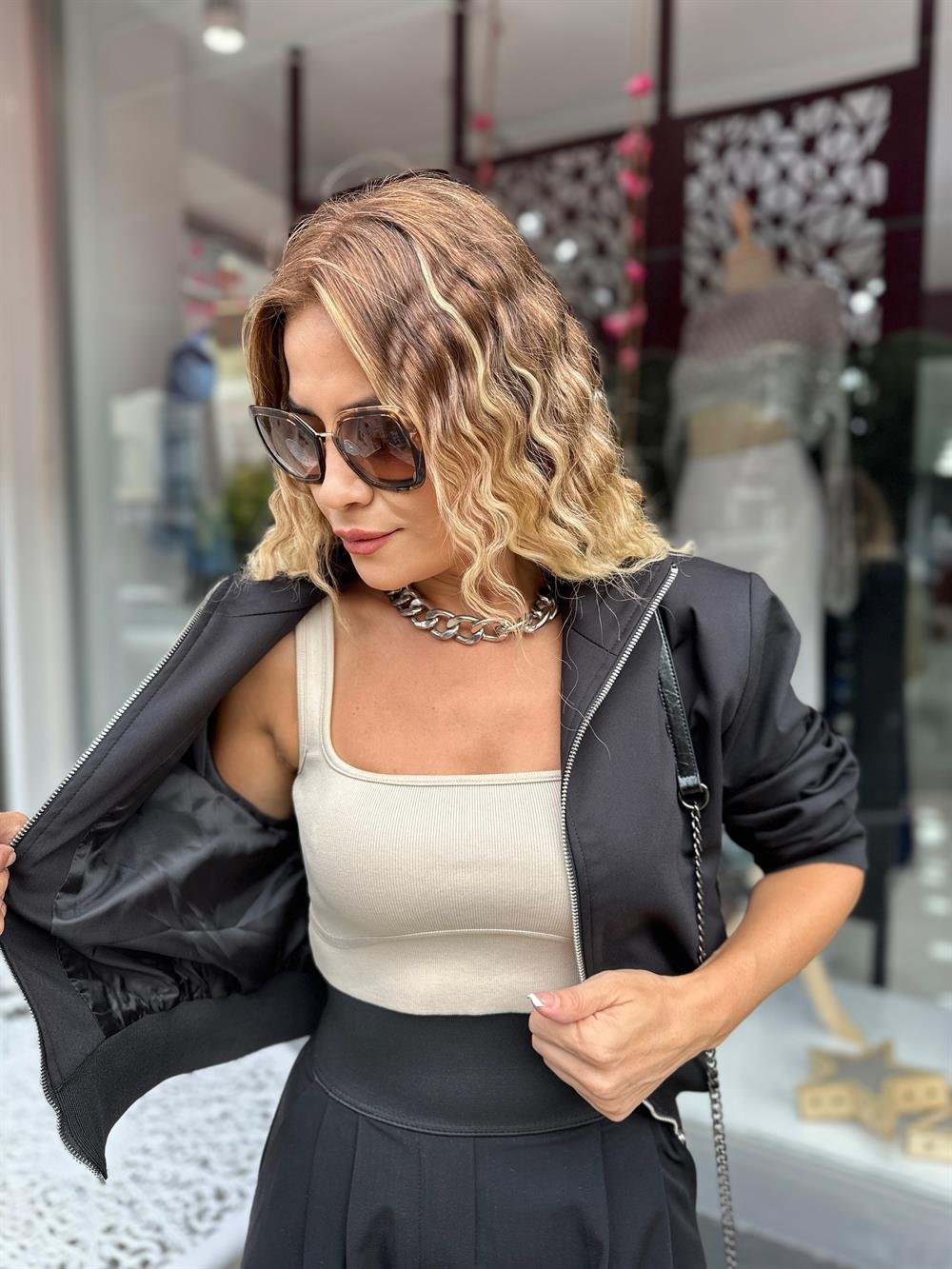 Siyah Bomber Ceket