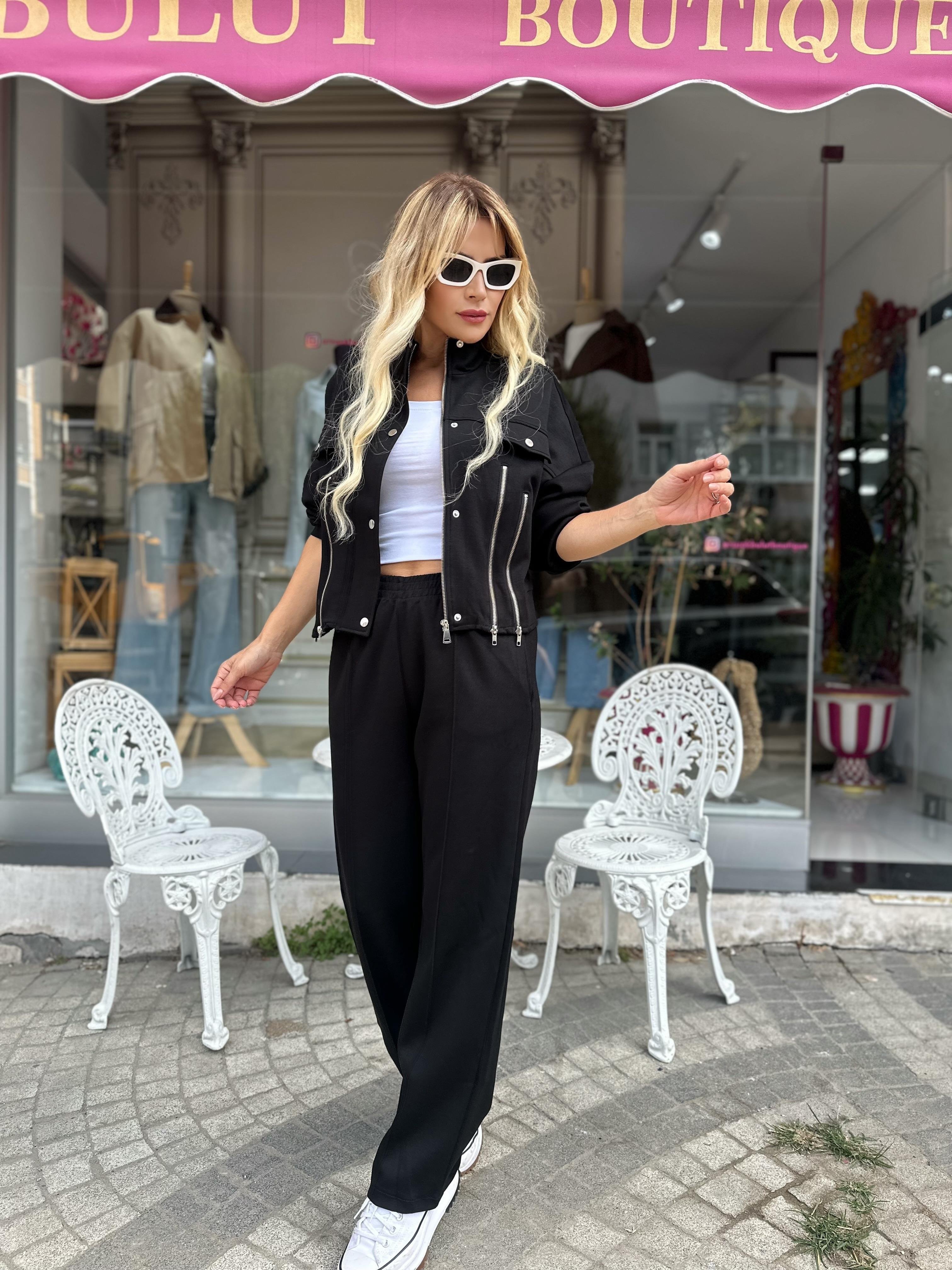 Siyah Çimalı Eşofman 