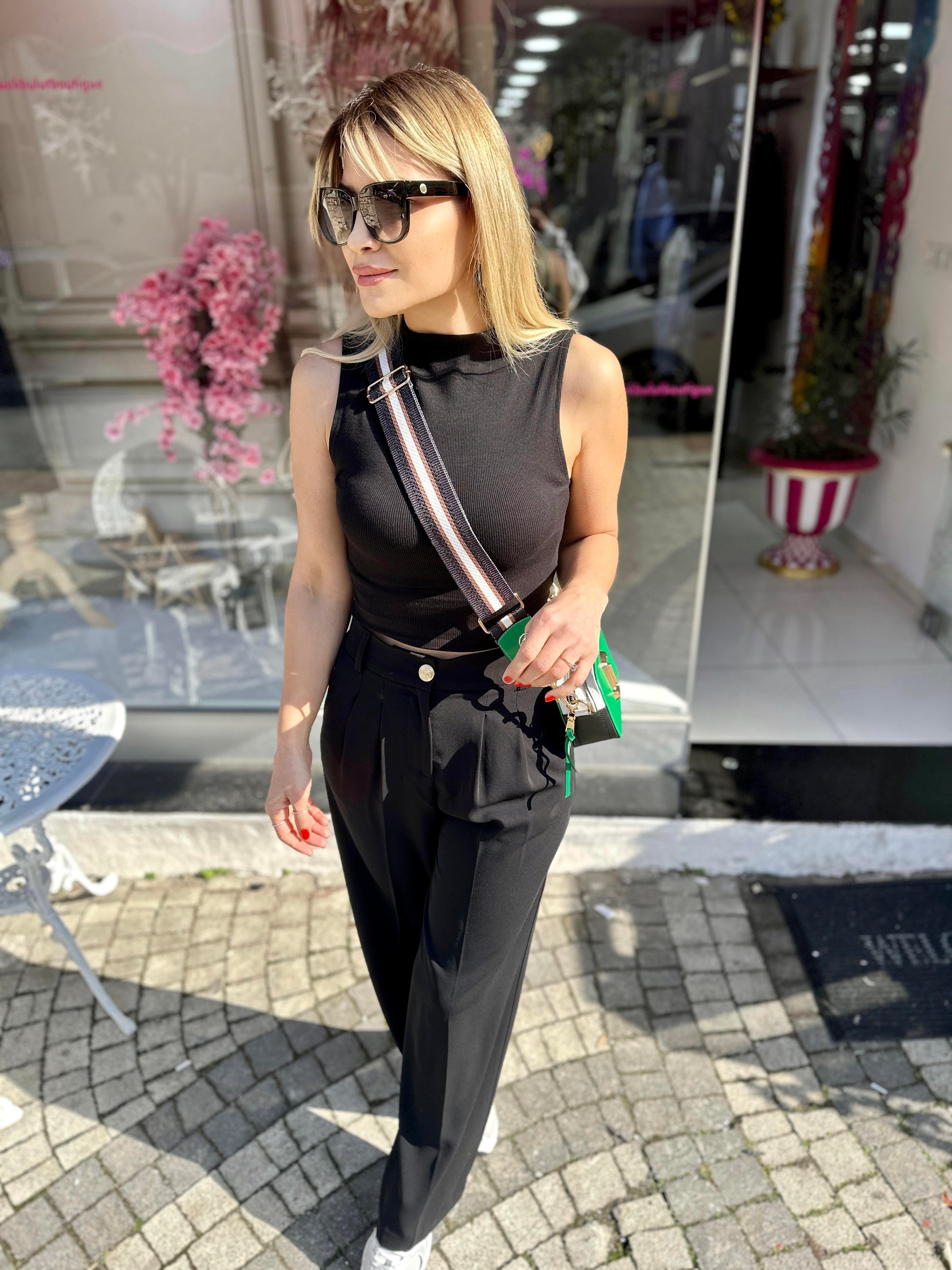 Siyah Gold Düğmeli Palazzo