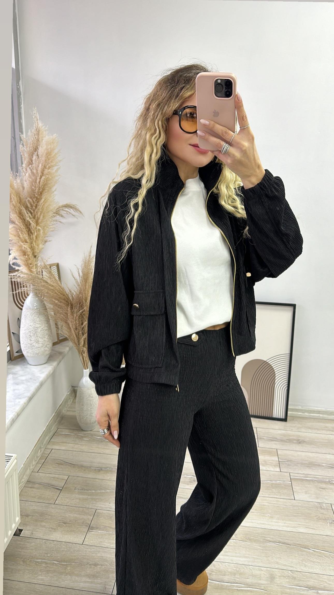 Siyah Kadife Ceket Pantolon Takım