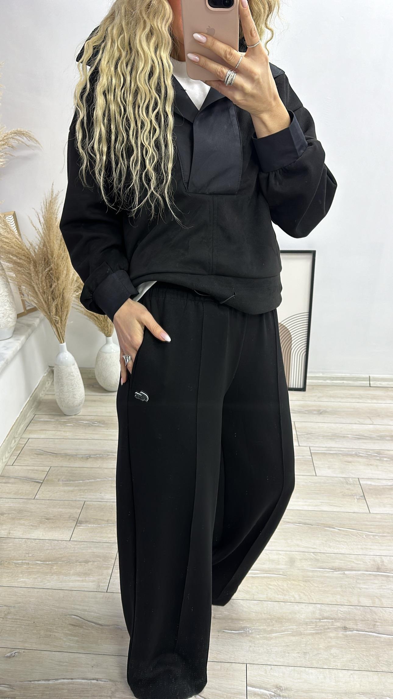 Siyah Modal Kumaş Eşofman 