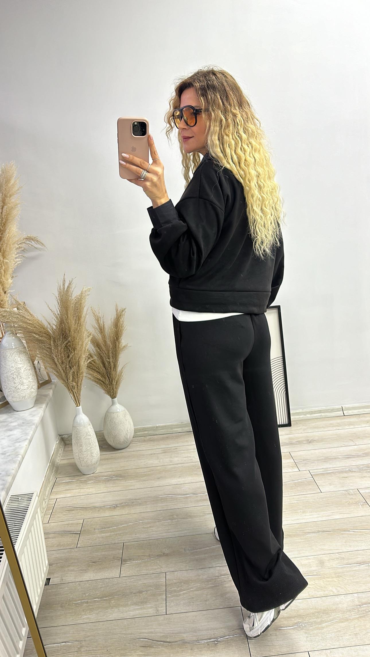 Siyah Modal Kumaş Eşofman 