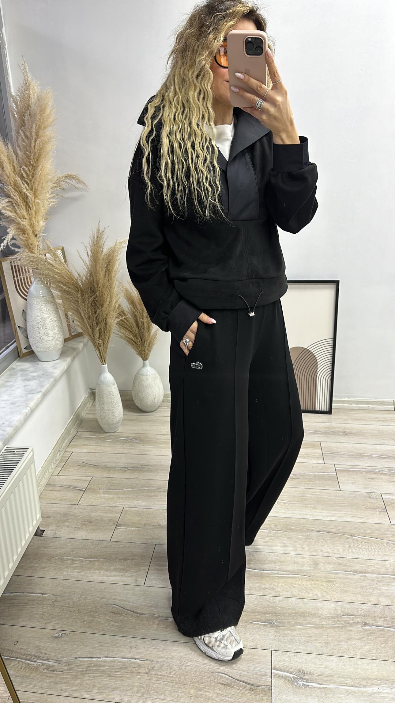 Siyah Modal Kumaş Eşofman 