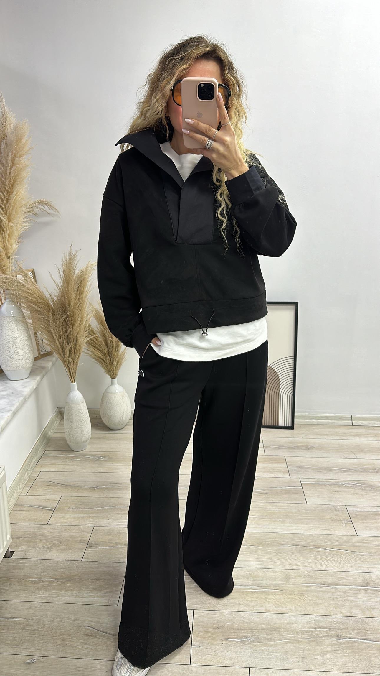 Siyah Modal Kumaş Eşofman 