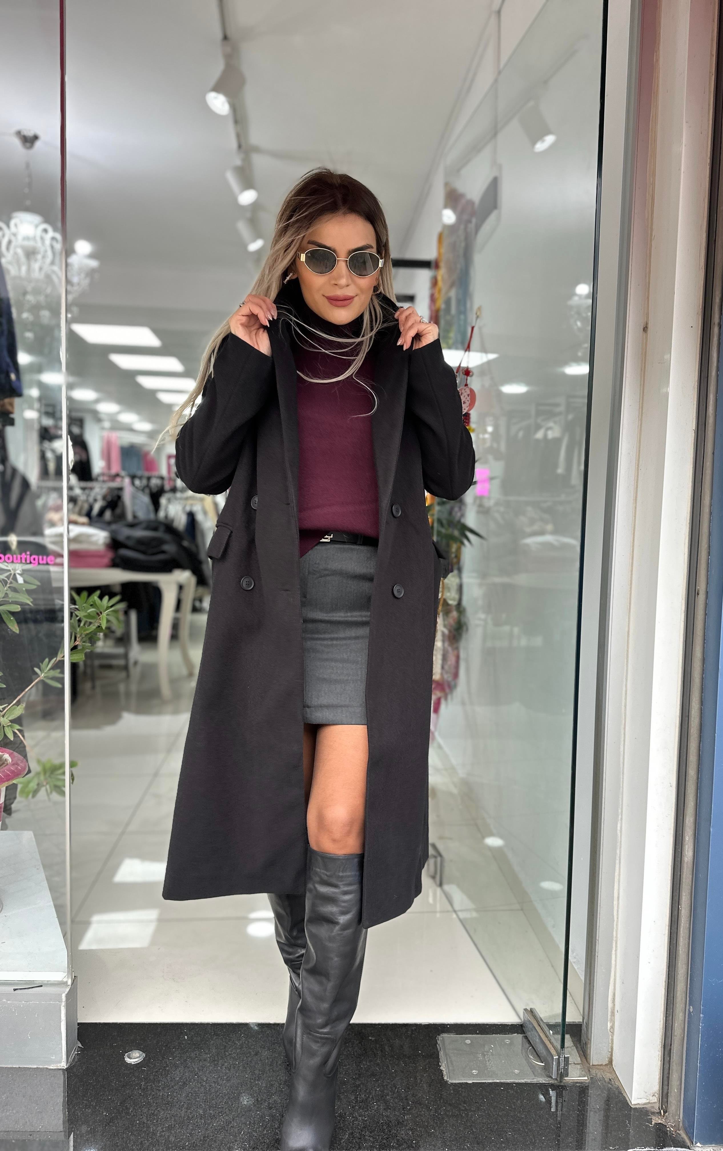 Siyah Oversize Kaban 