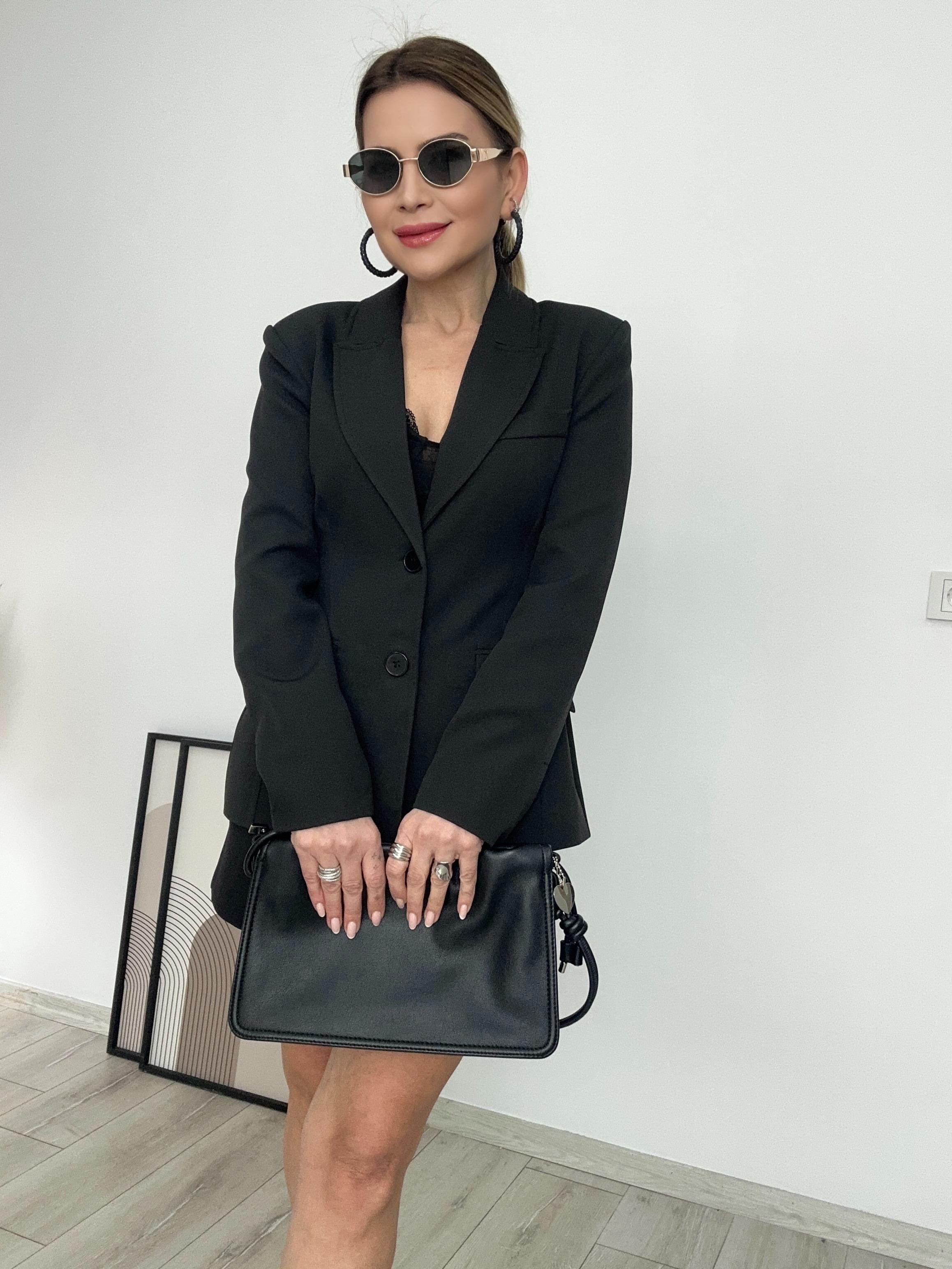 Siyah Slim Kalıp Blazer 