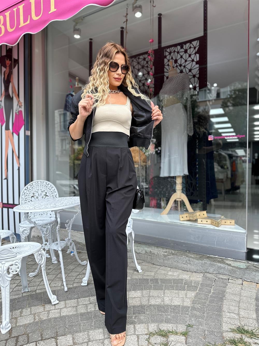 Siyah Yüksel Bel Pantolon