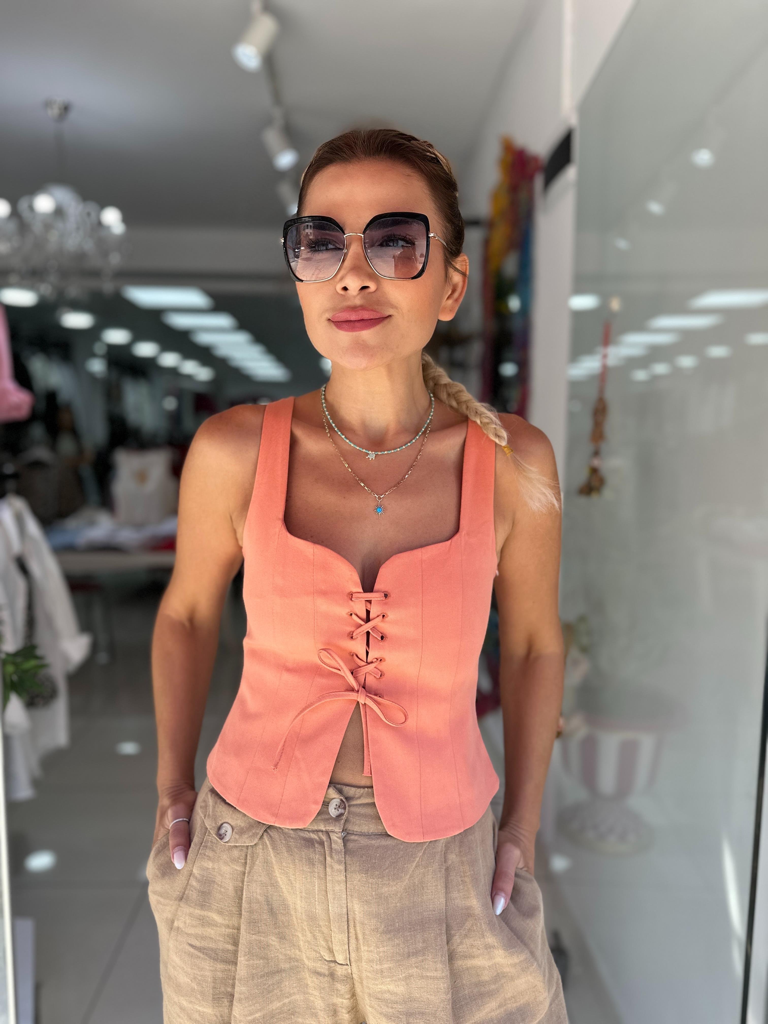 Somon Korse Detaylı Bluz