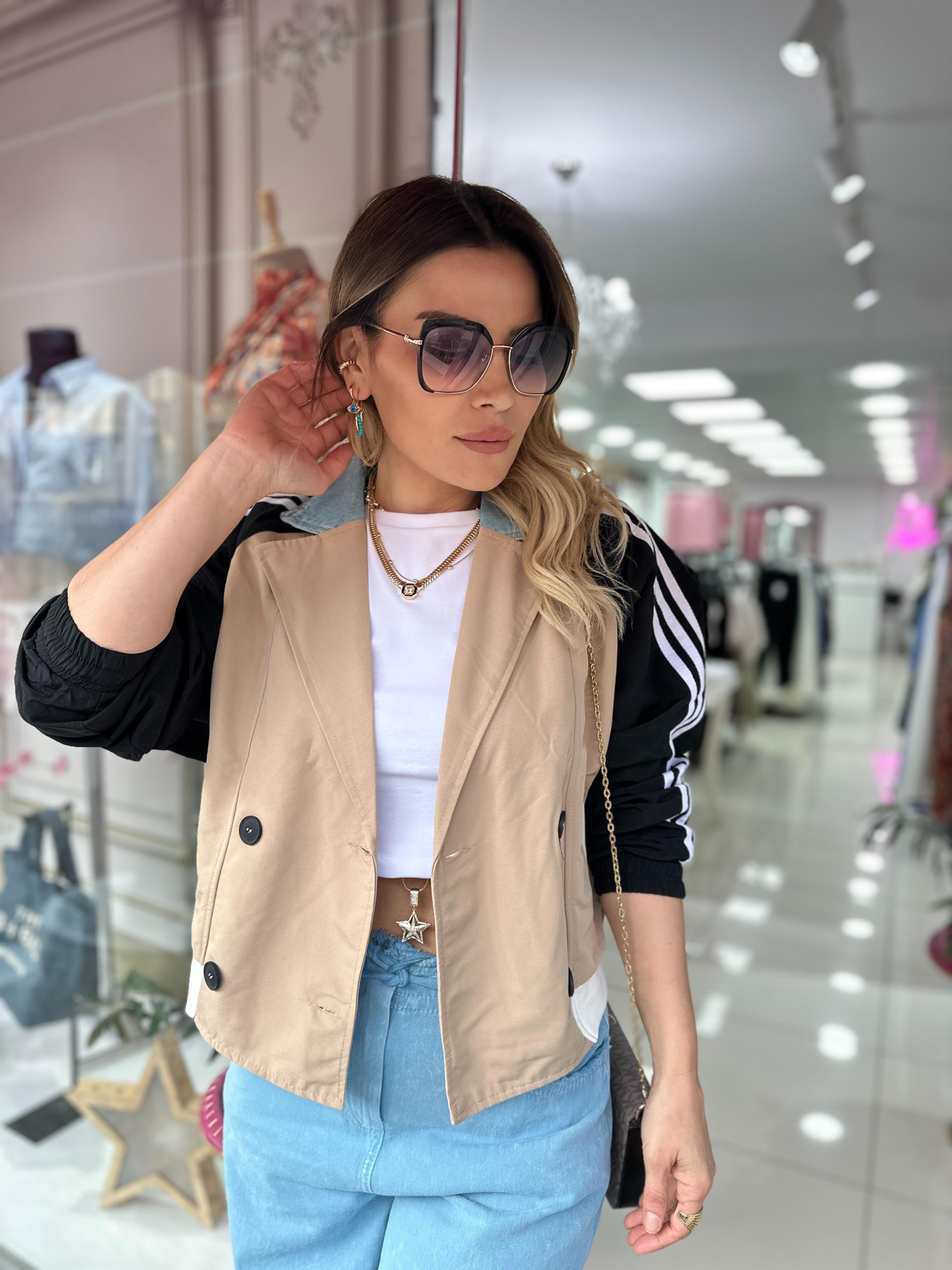 Tasarım Paraşüt Jean Geçişli Ceket