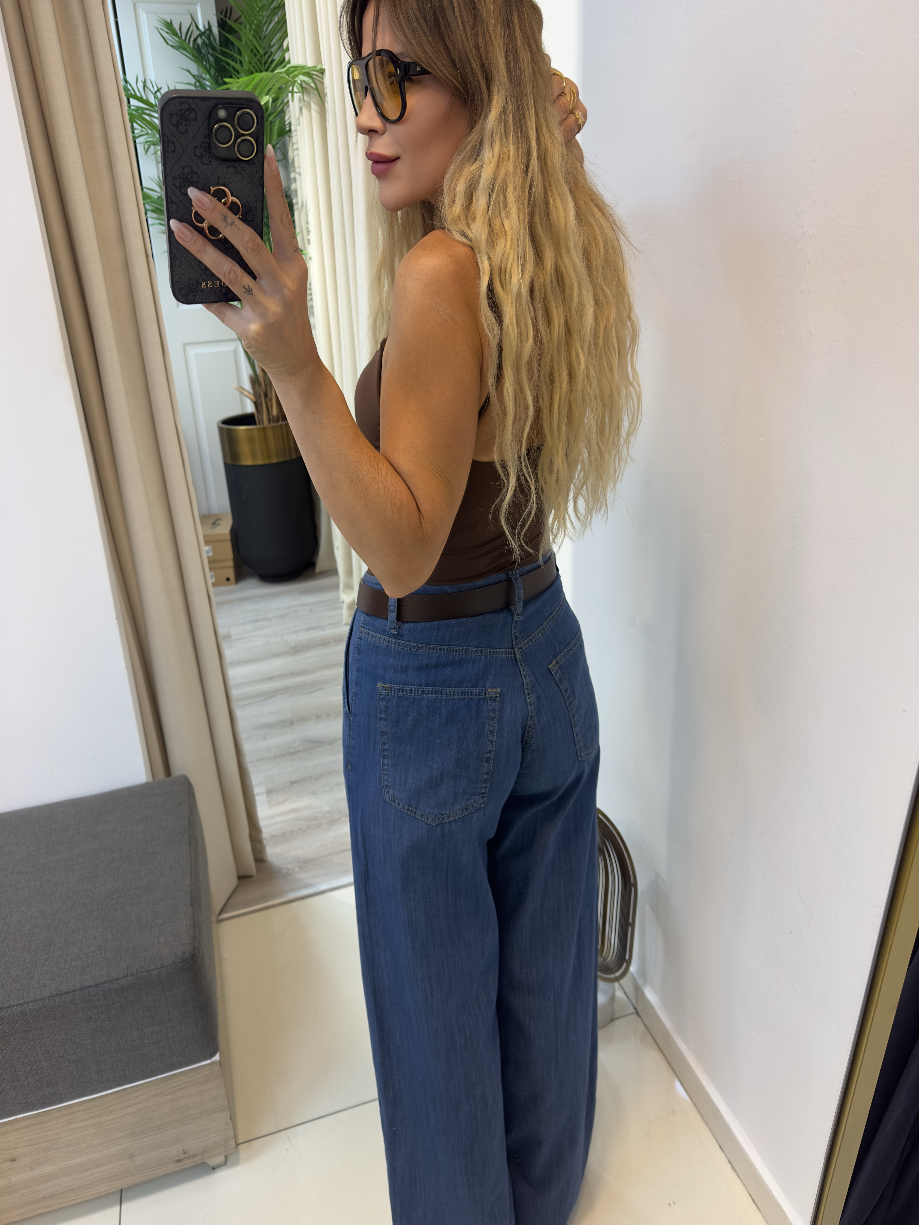 Tensel Kumaş Geniş Paça Jean 