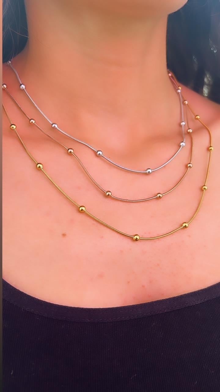 Üçlü Birleşik Çelik Kolye 