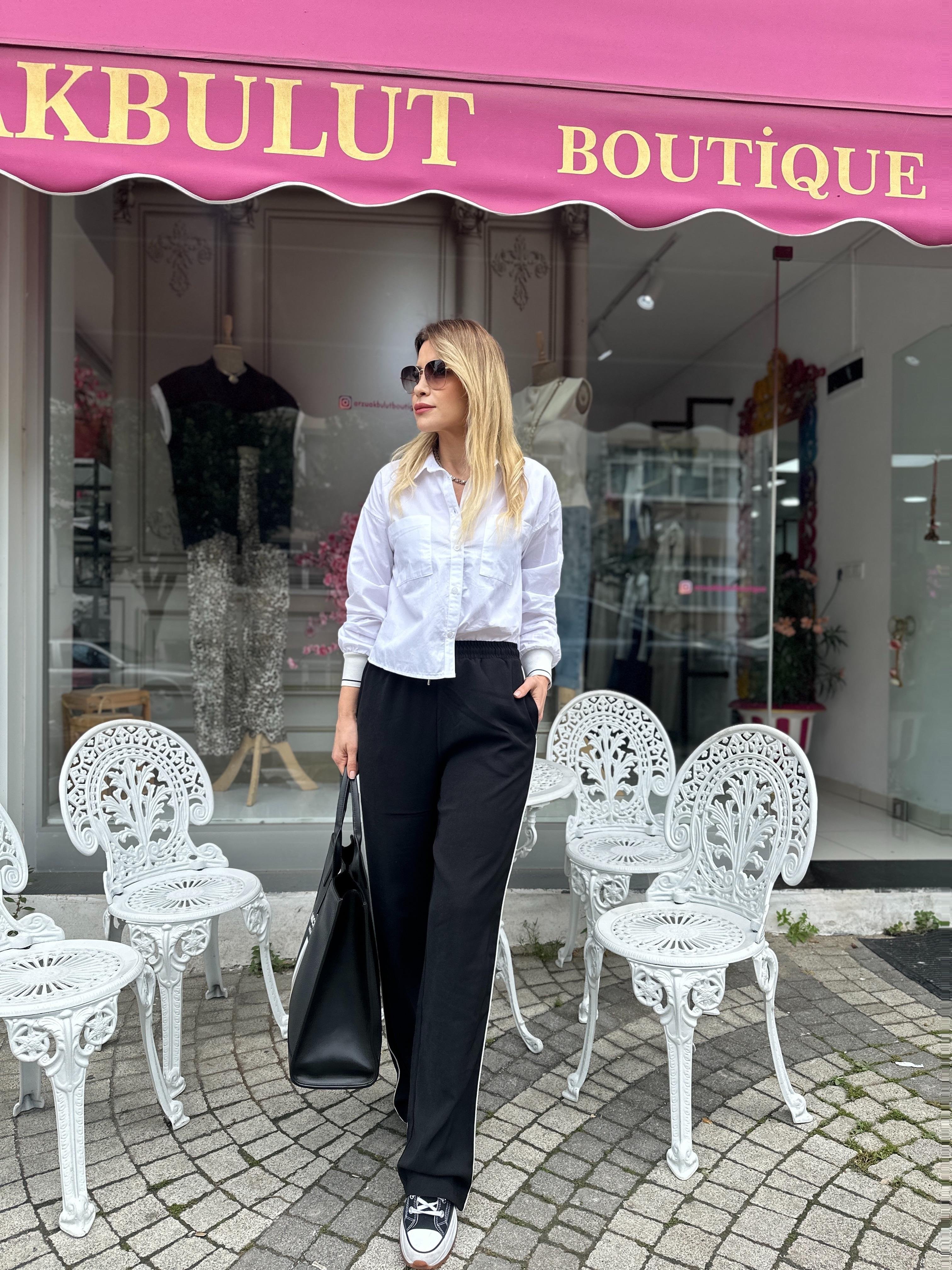 Yanları Şeritli Beli Lastikli Pantolon 
