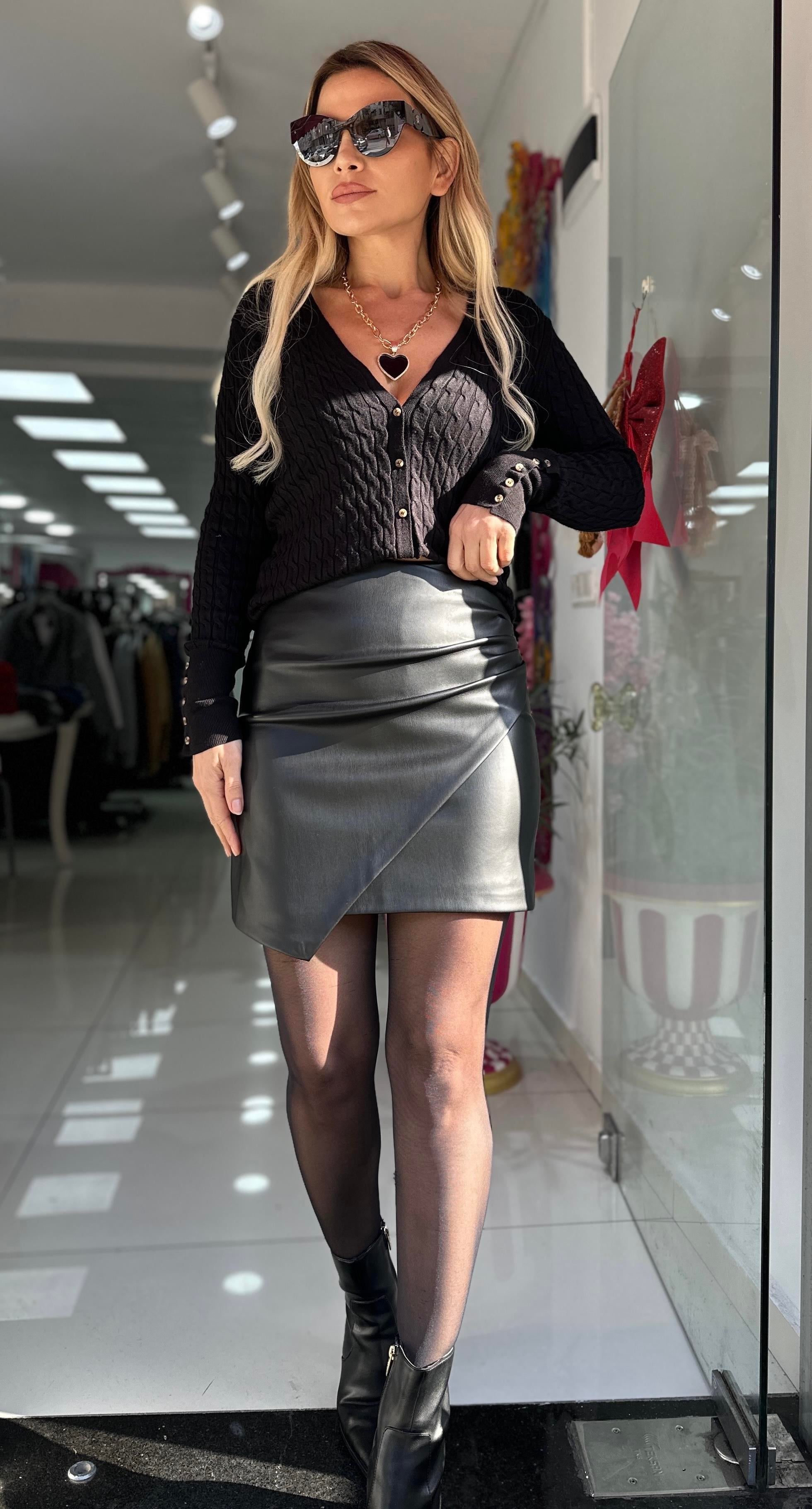 Zarf Model Drapeli Deri Etek